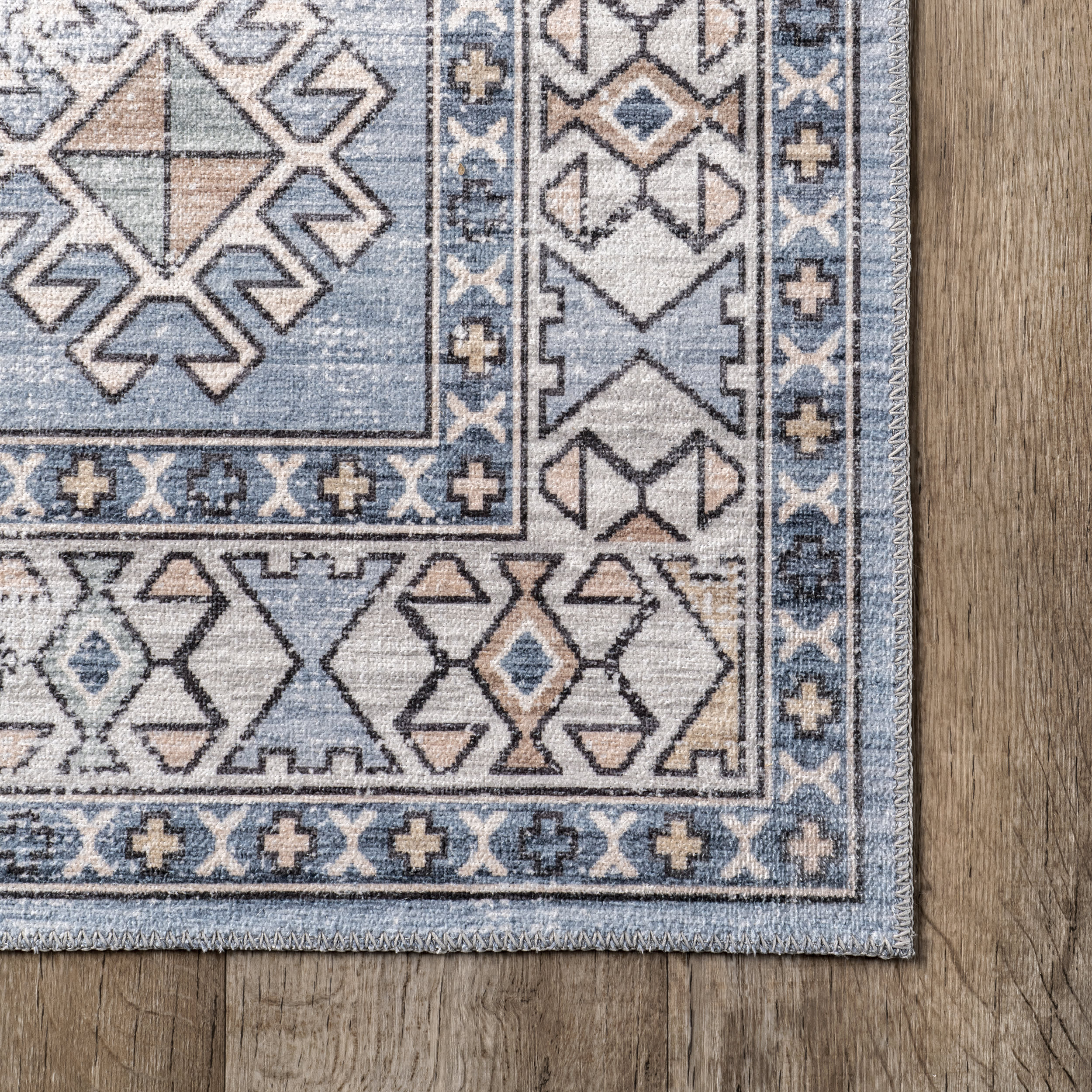 Nordic Emblems Washable Rug | Light Blue - Image 3