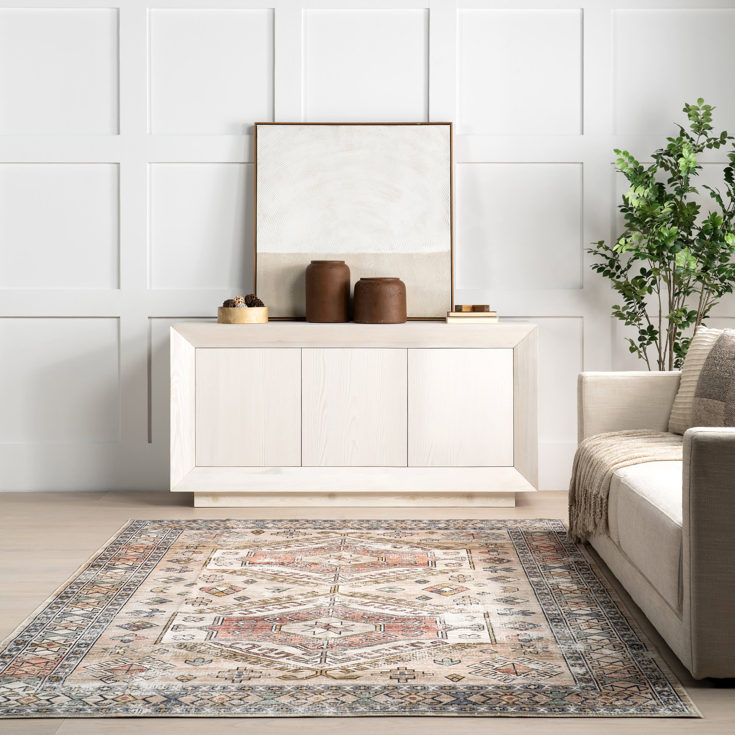 Nordic Emblems Washable Rug | Peach - Image 4