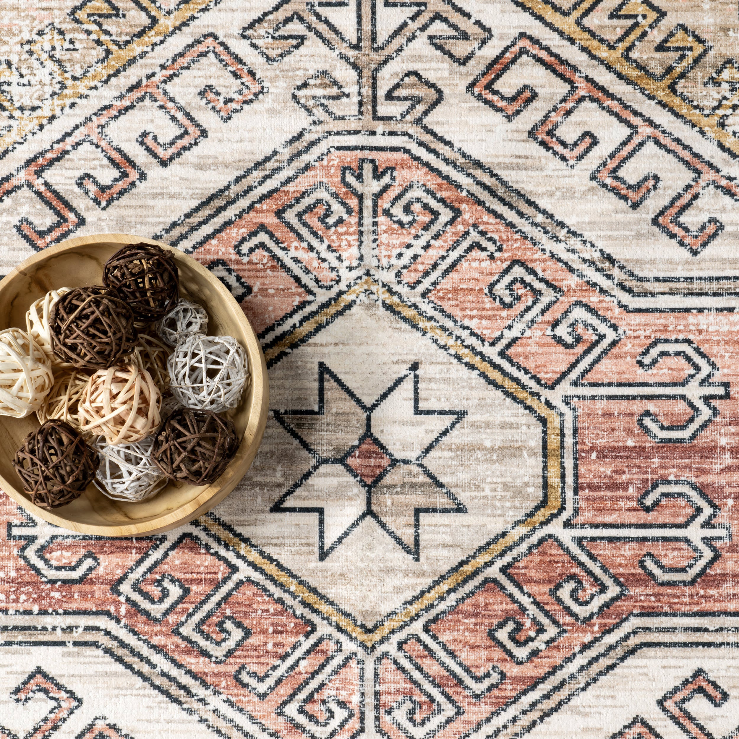 Nordic Emblems Washable Rug | Peach - Image 8