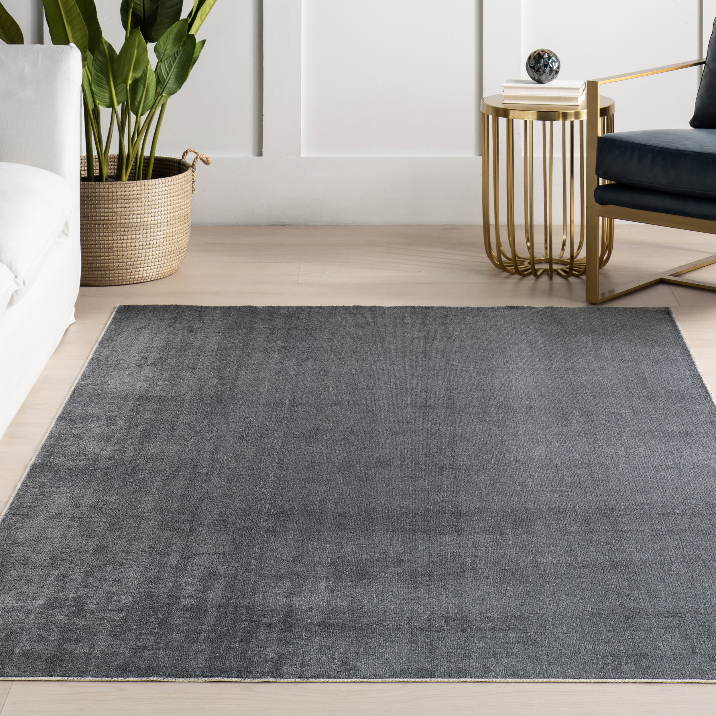 Nori Lustered Solid Washable Rug | Grey - Image 5