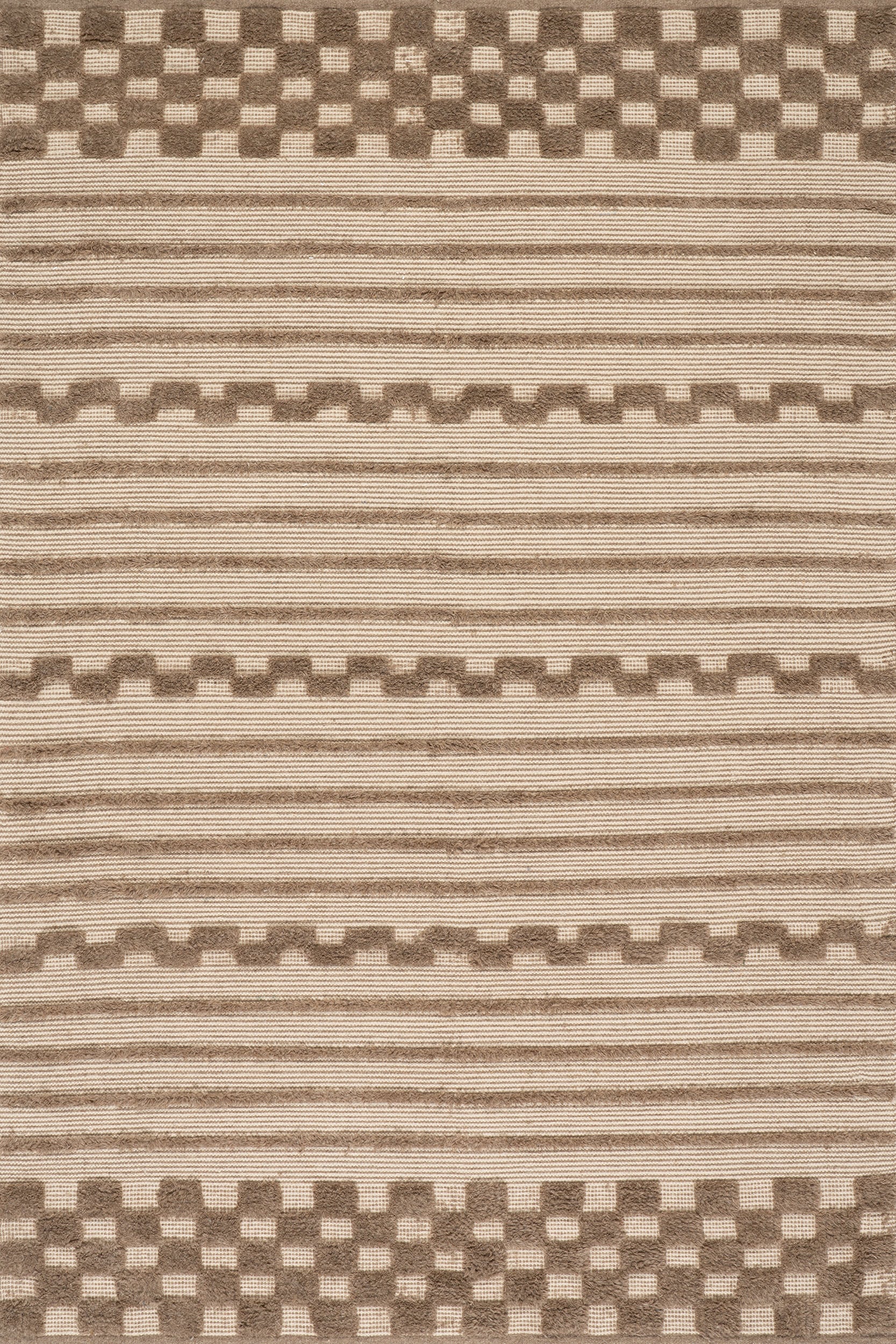 Nubi Bohemian Striped Hand Woven Rug | Brown