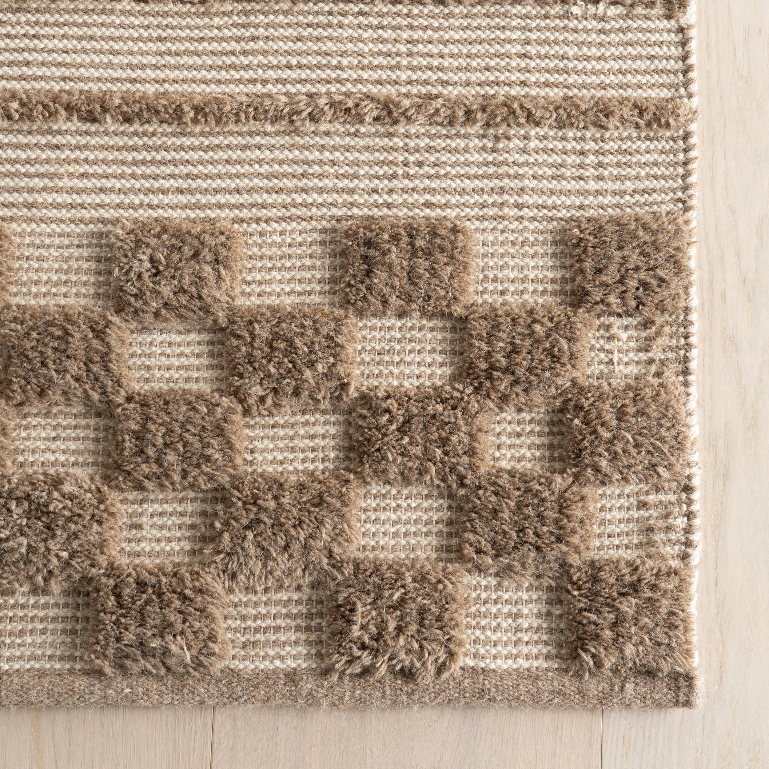 Nubi Bohemian Striped Hand Woven Rug | Brown - Image 4