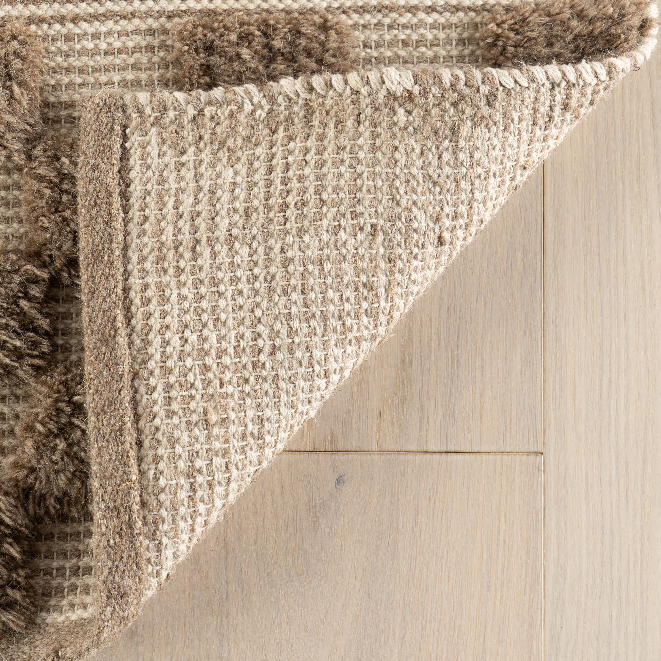 Nubi Bohemian Striped Hand Woven Rug | Brown - Image 6