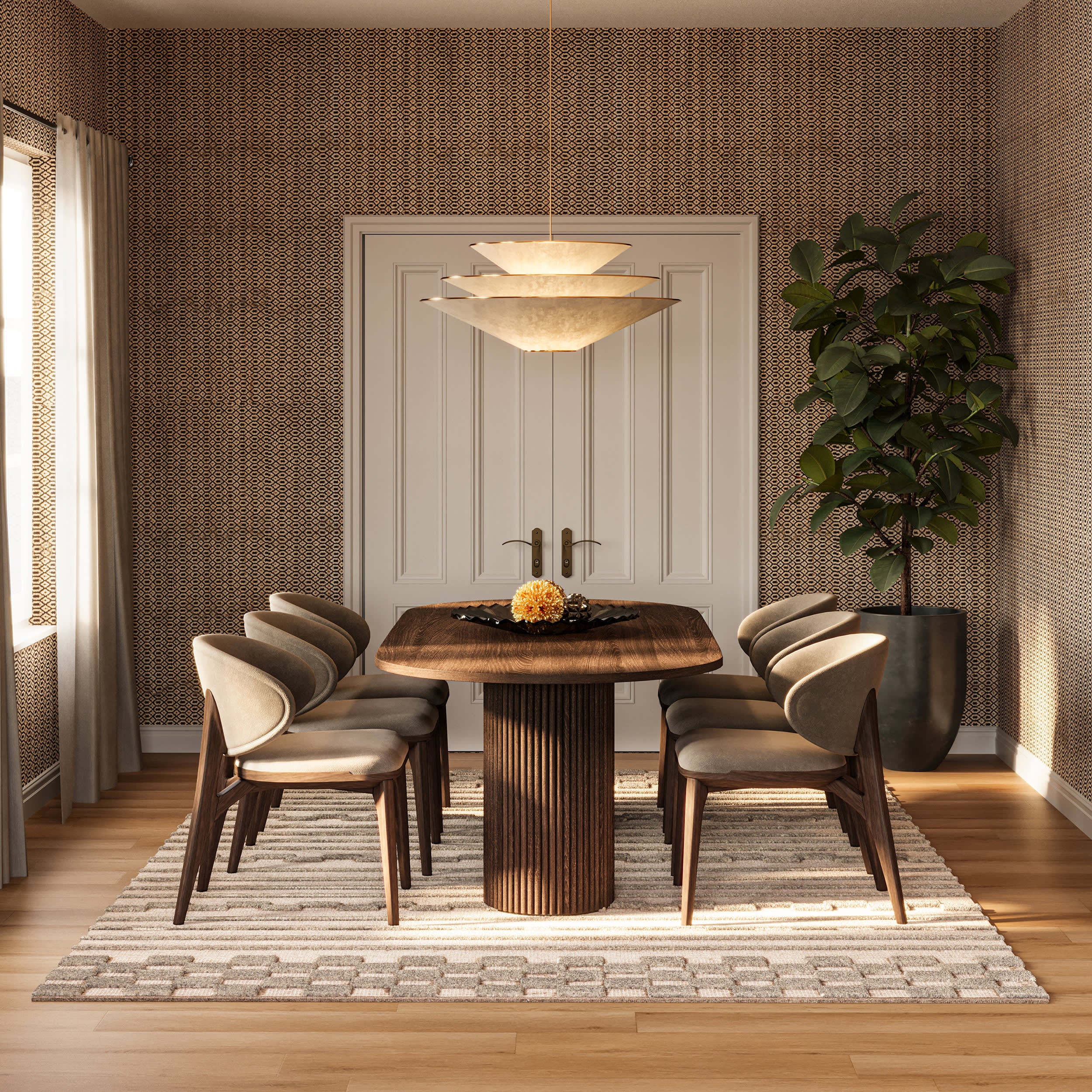 Nubi Bohemian Striped Hand Woven Rug | Brown - Image 7