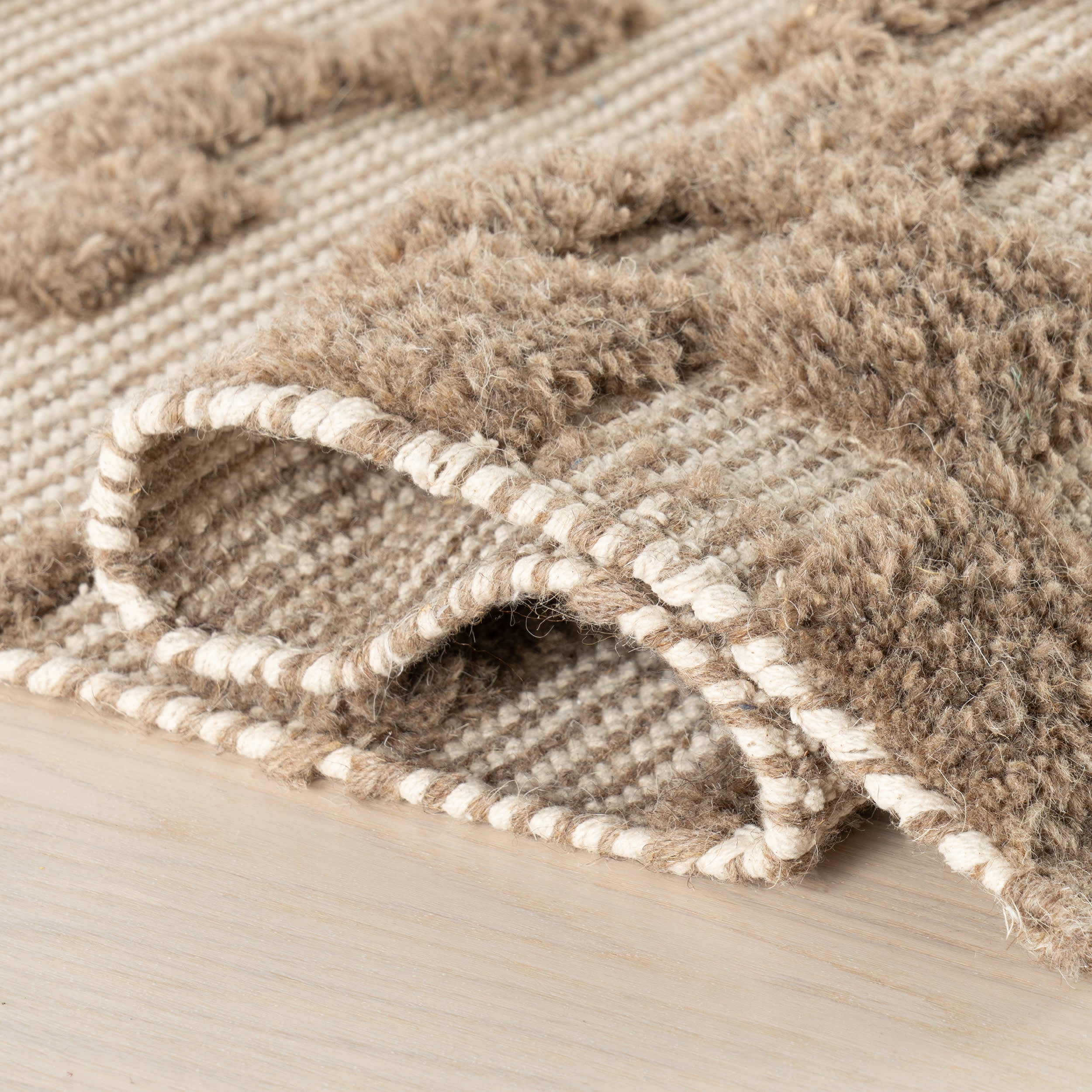 Nubi Bohemian Striped Hand Woven Rug | Brown - Image 8