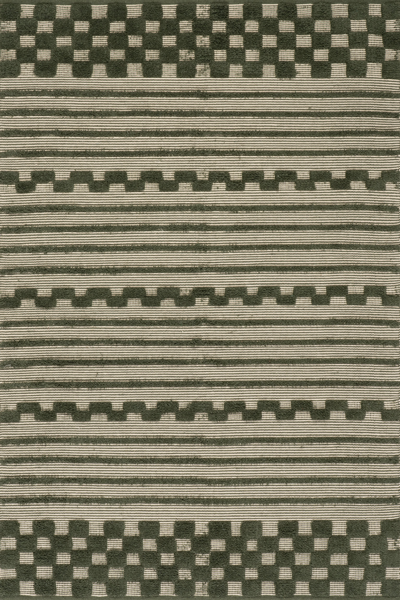 Nubi Bohemian Striped Hand Woven Rug | Green