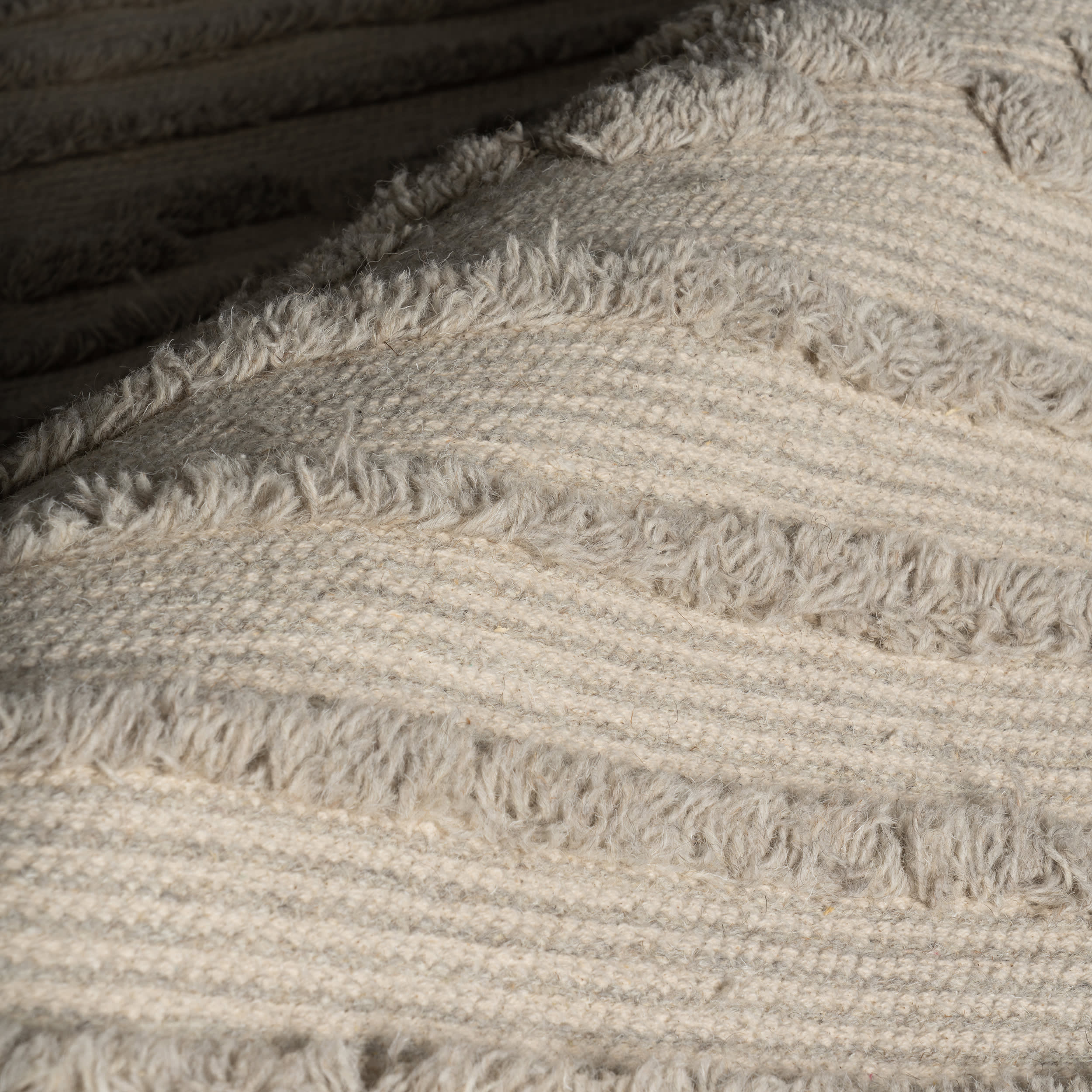 Nubi Bohemian Striped Hand Woven Rug | Grey - Image 3