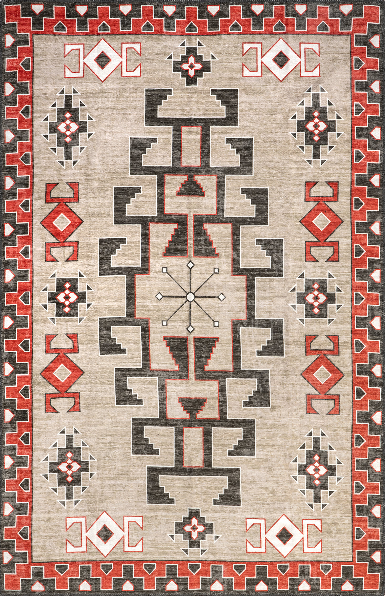 Nya Washable Symbols Rug | Brown