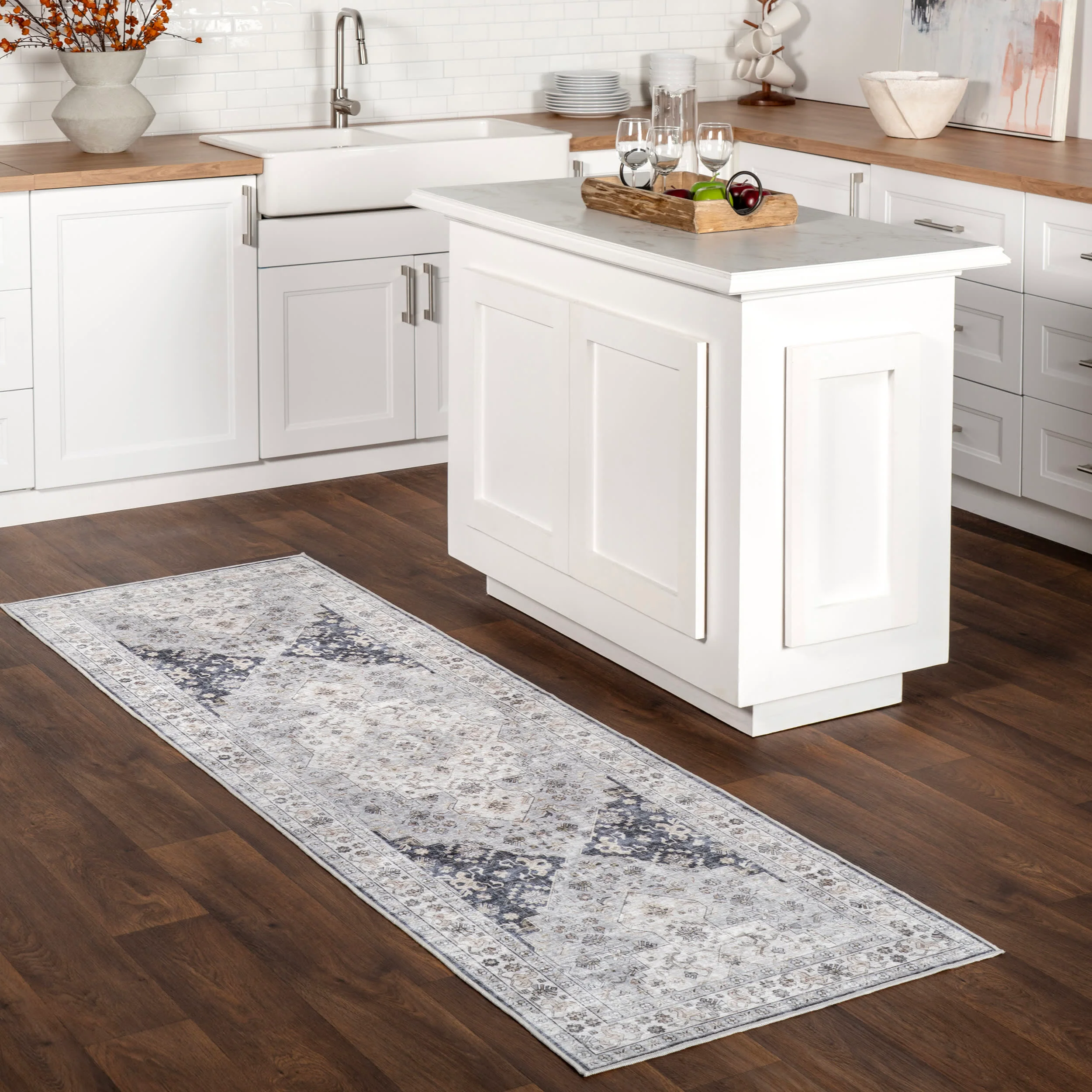 Odette Spill Proof Washable Rug | Blue Grey - Image 2
