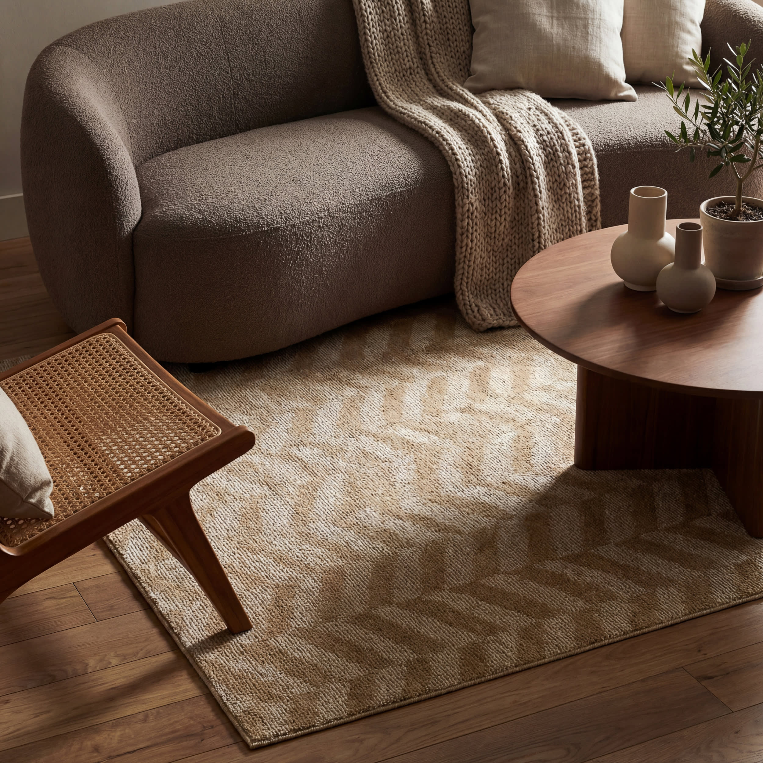 Offsetter Modern Striped Rug | Tan - Image 5