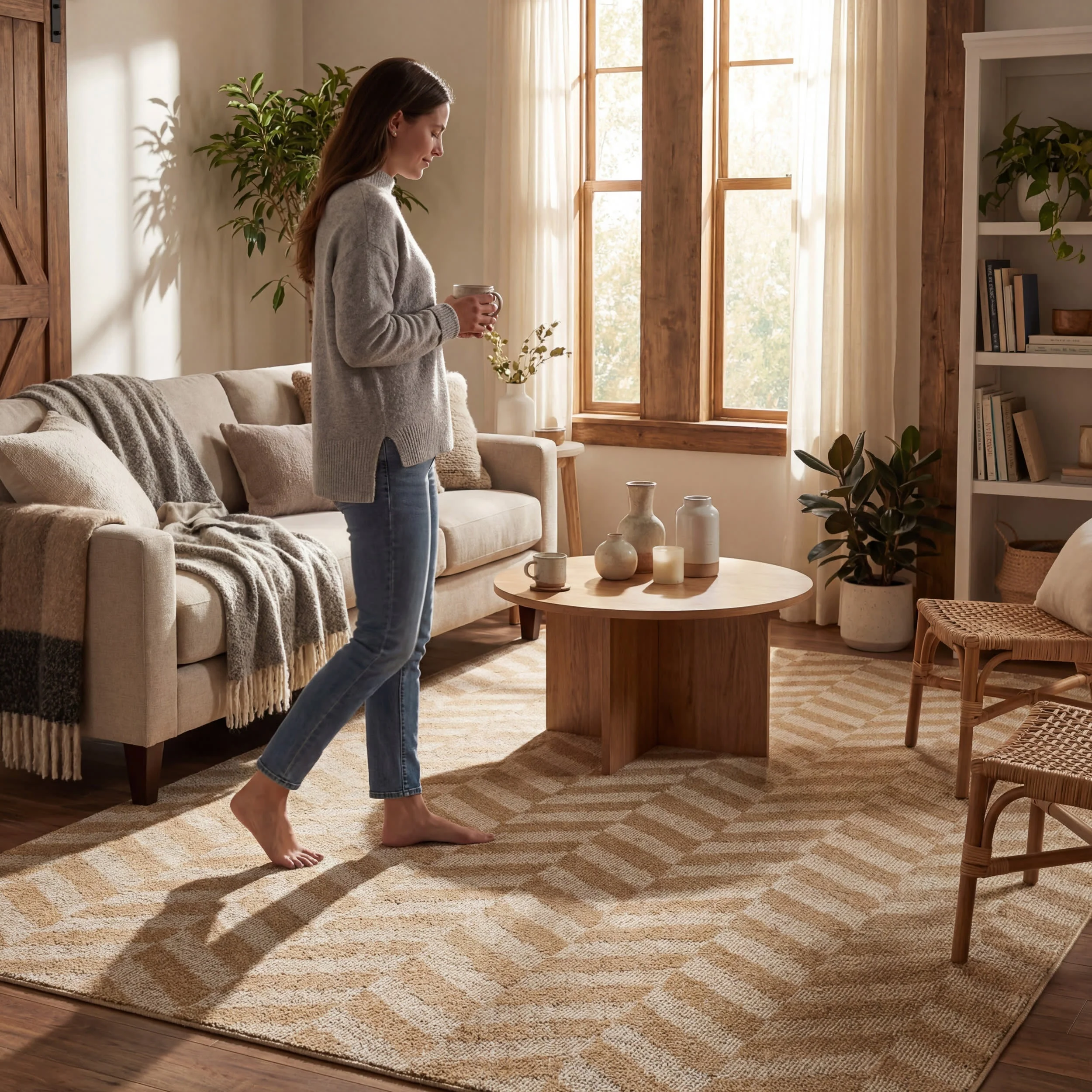 Offsetter Modern Striped Rug | Tan - Image 9