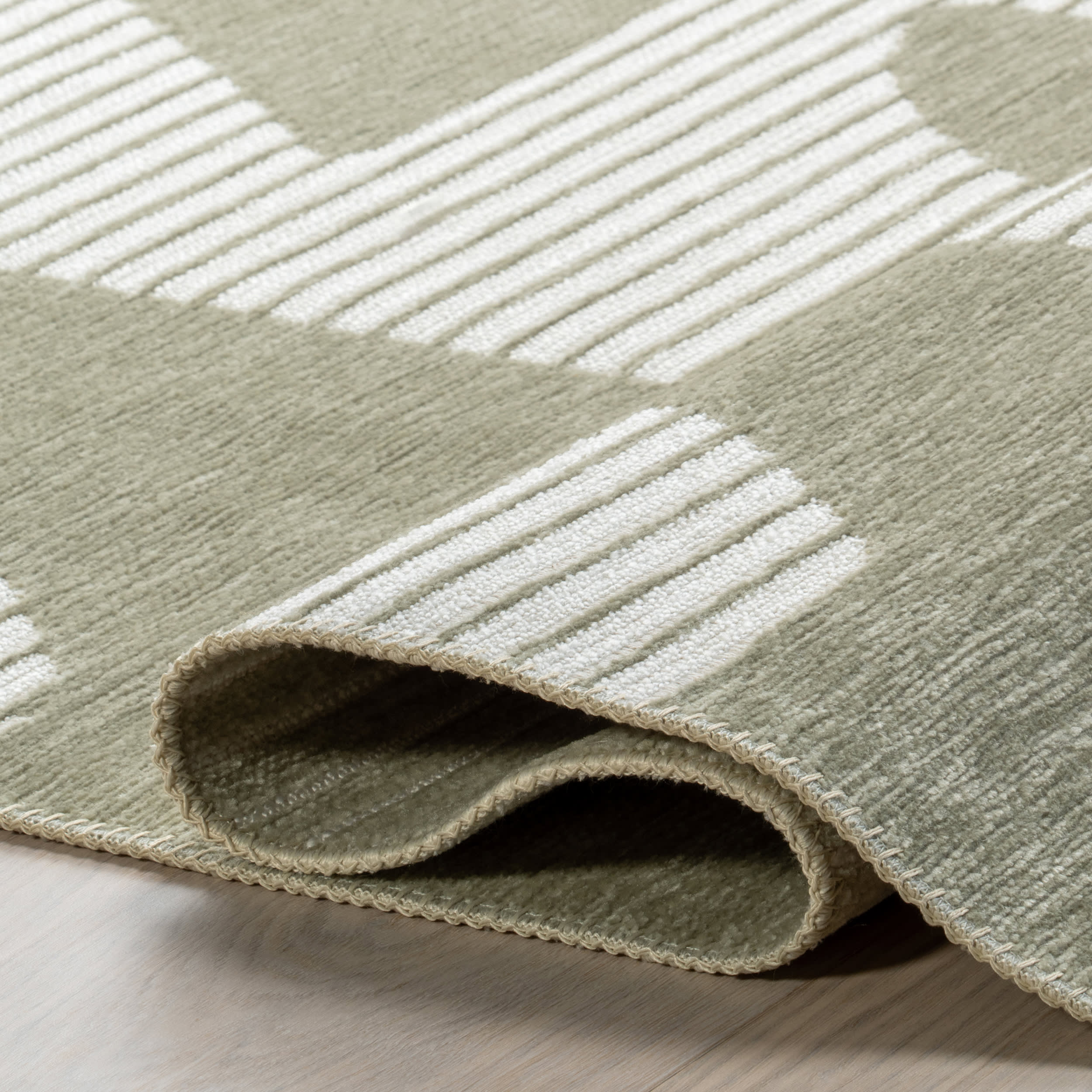 Olaya Abstract Reversible Washable Rug | Light Green - Image 11