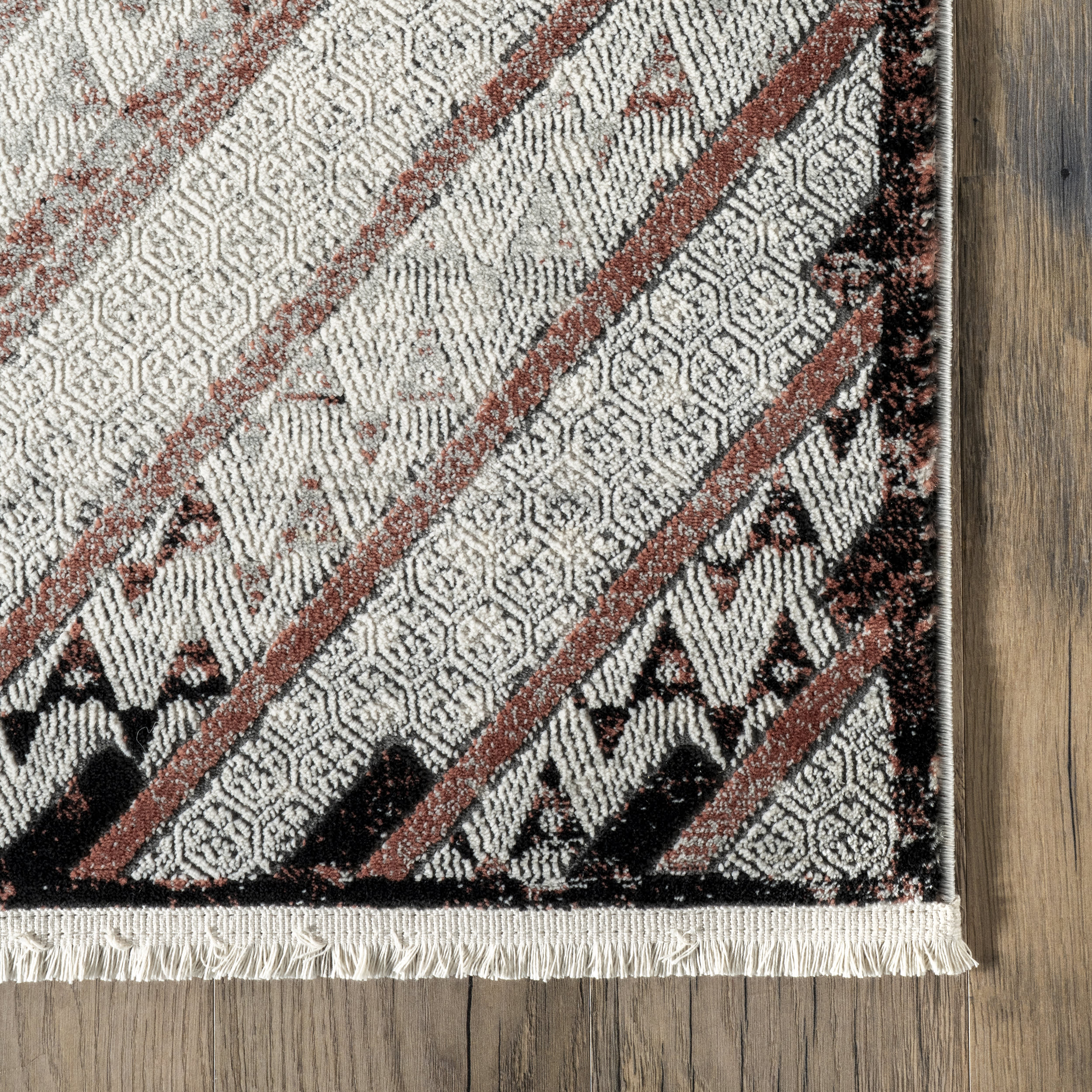 Ollie Vintage Fringe Rug | Beige - Image 3