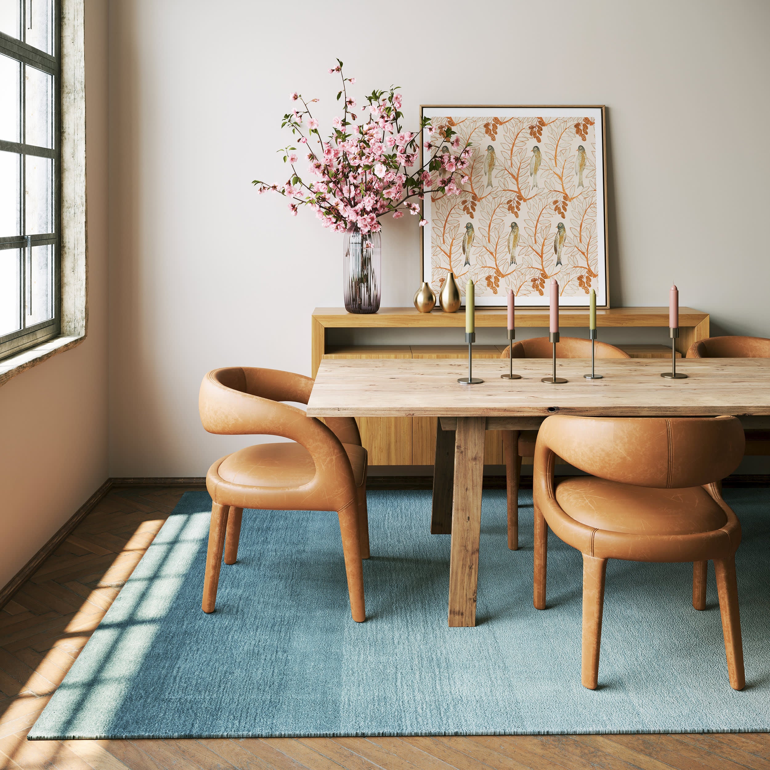 Ombre Hand Loomed Gradient Wool Rug | Blue - Image 2