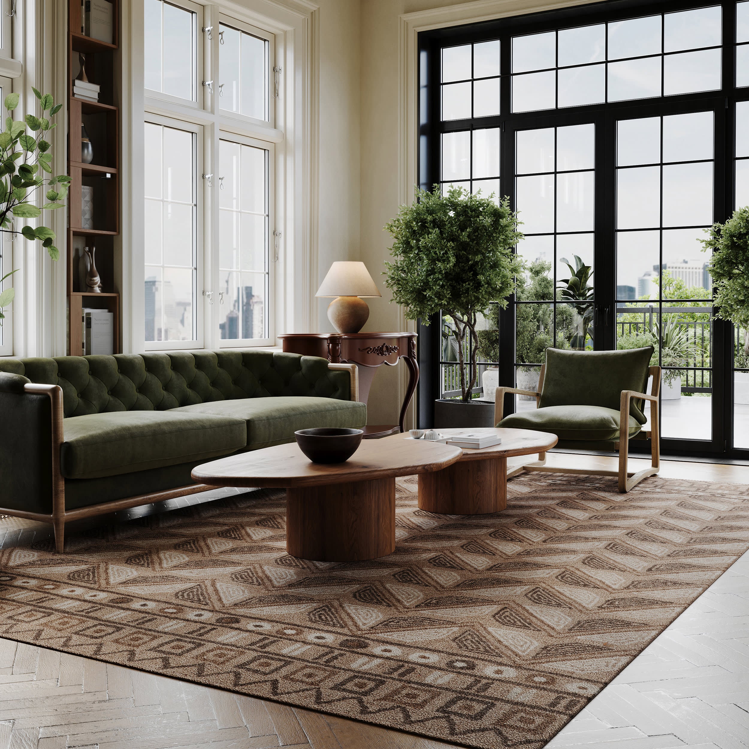 Ooti Geometric Block Wool Rug | Taupe - Image 2