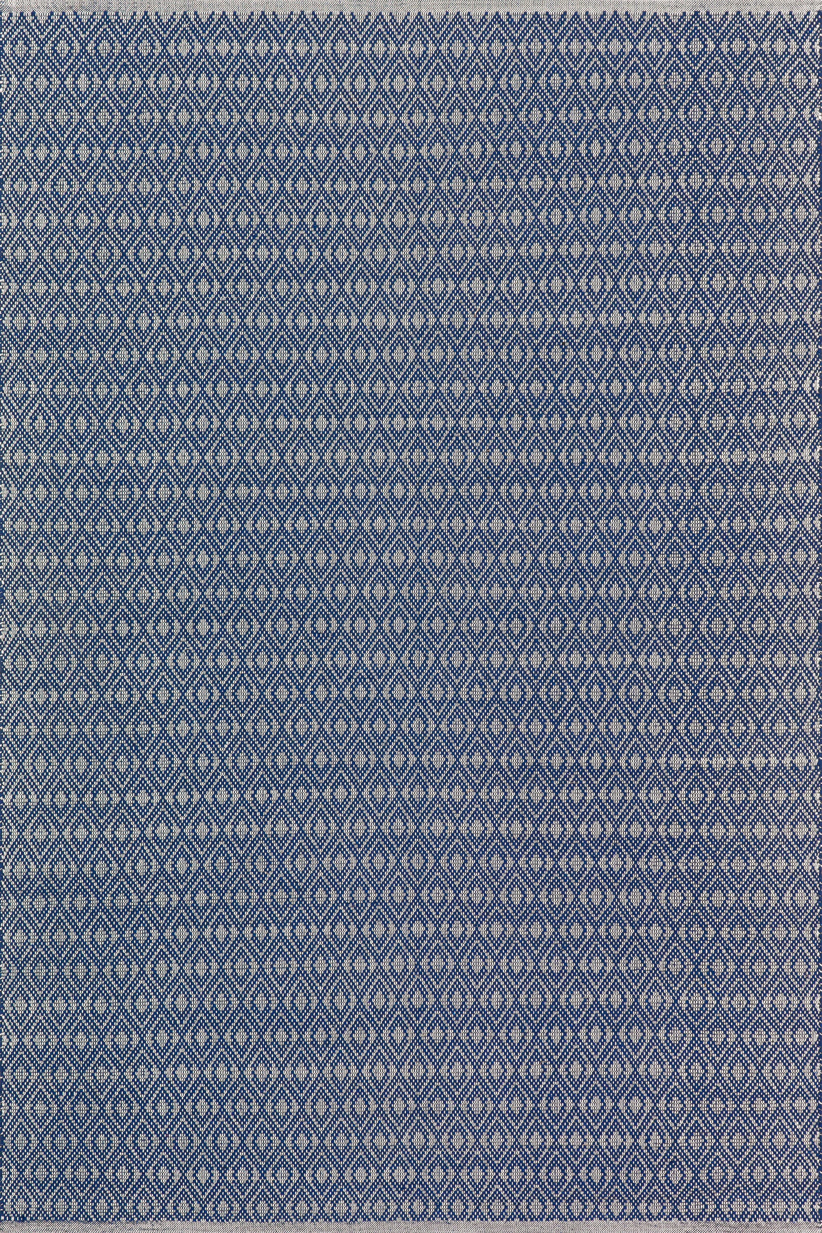 Optic Diamond Handwoven Cotton Rug | Blue