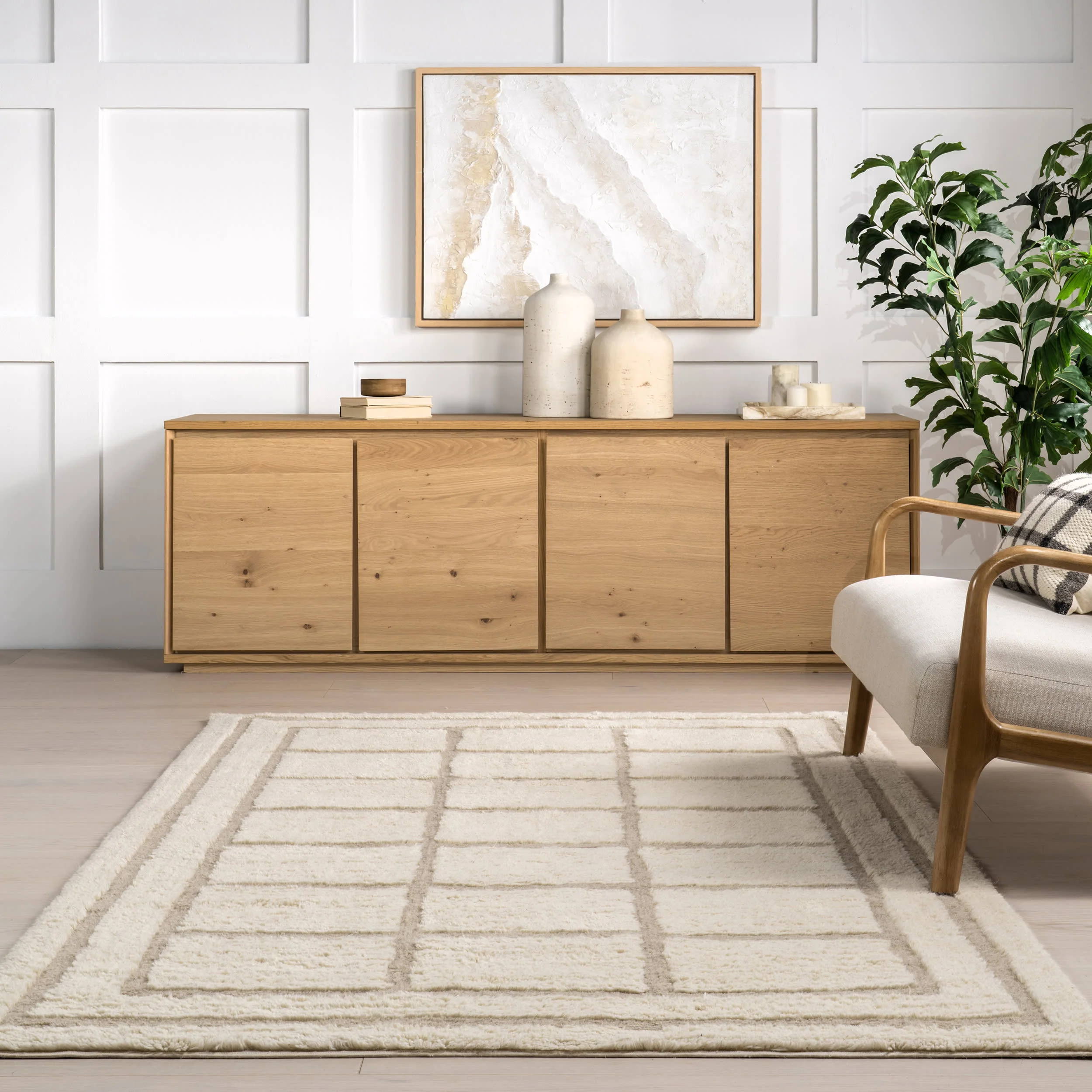 Ora Geometric Wool Washable Rug | Ivory - Image 4