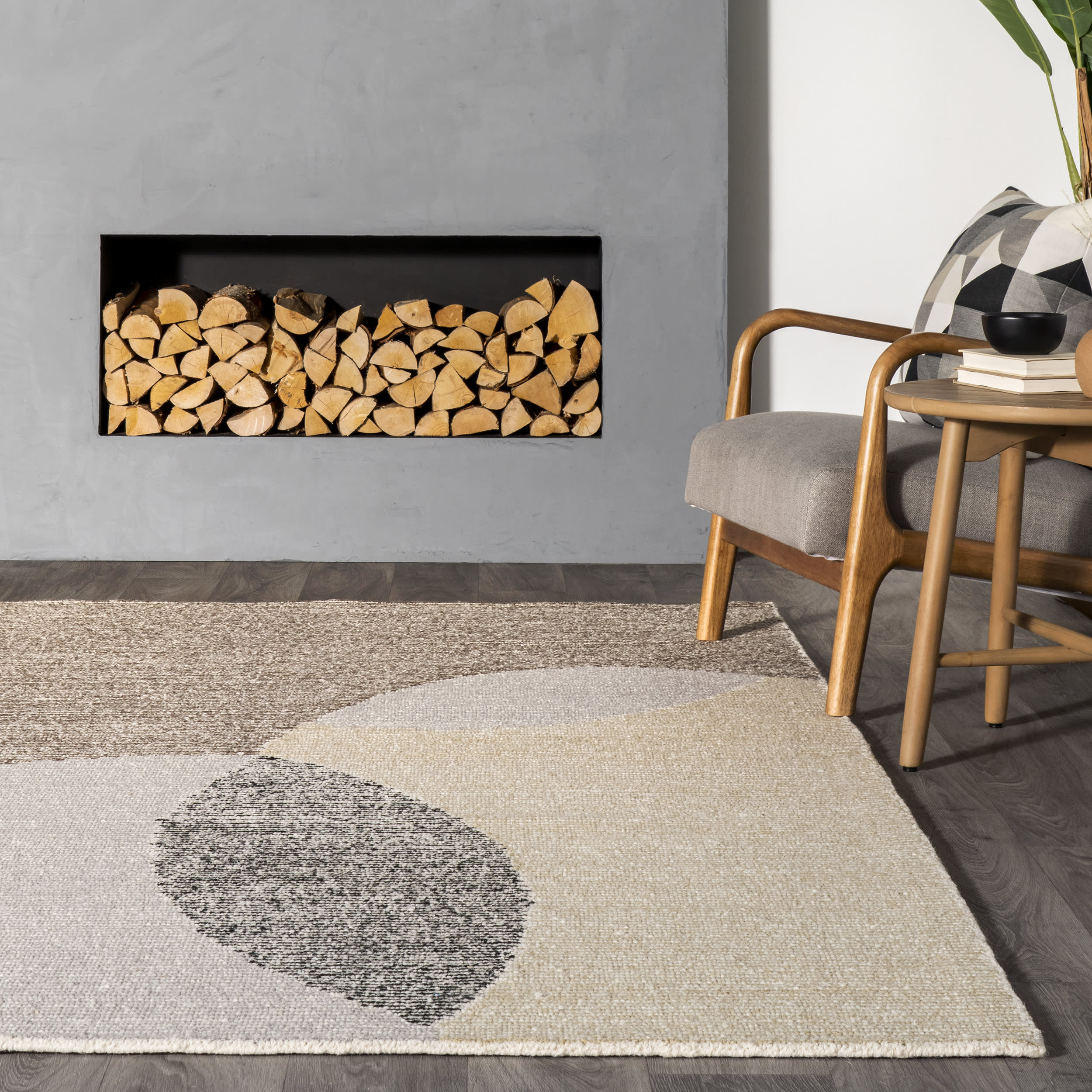 Oralie Wool Abstract Rug | Ivory - Image 4