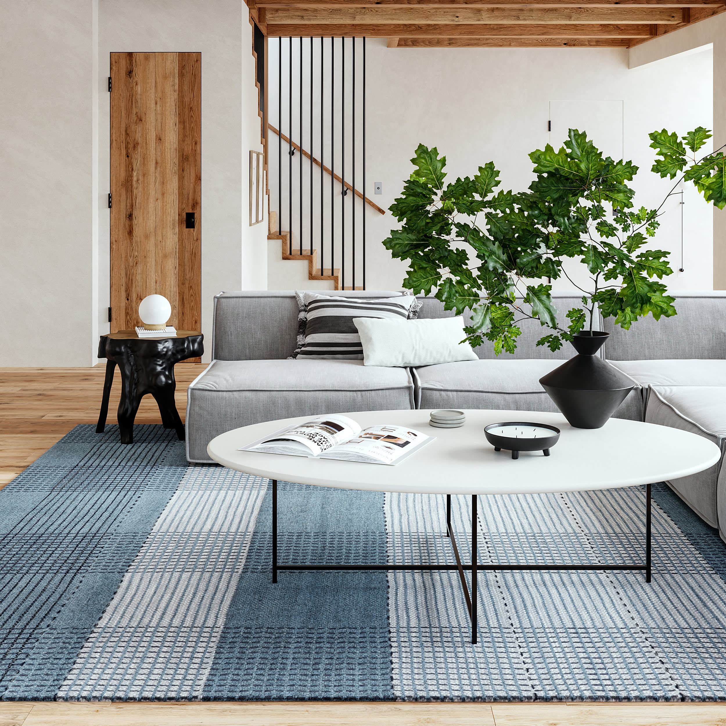 Oregon Plaid Wool Rug | Blue - Image 2