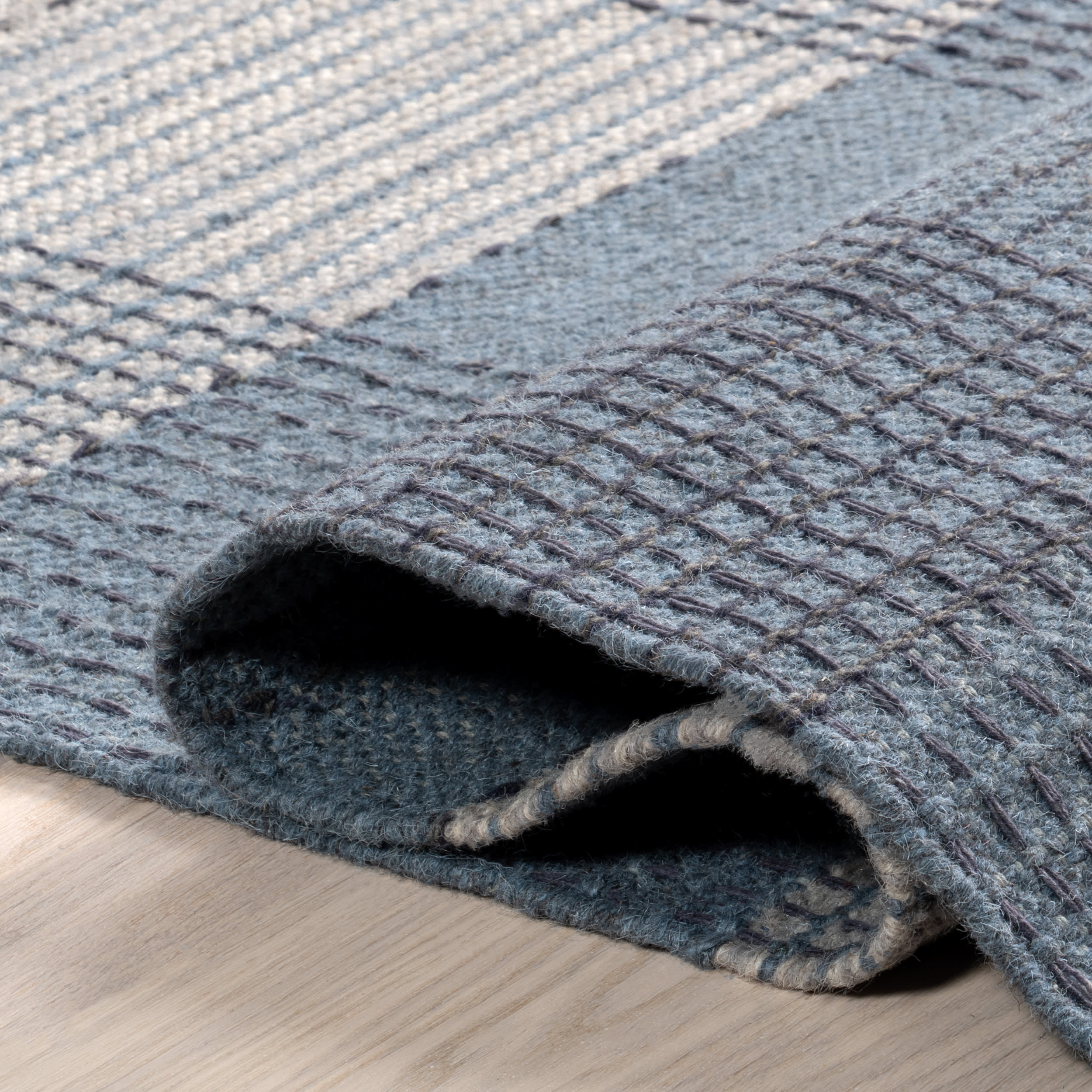 Oregon Plaid Wool Rug | Blue - Image 6