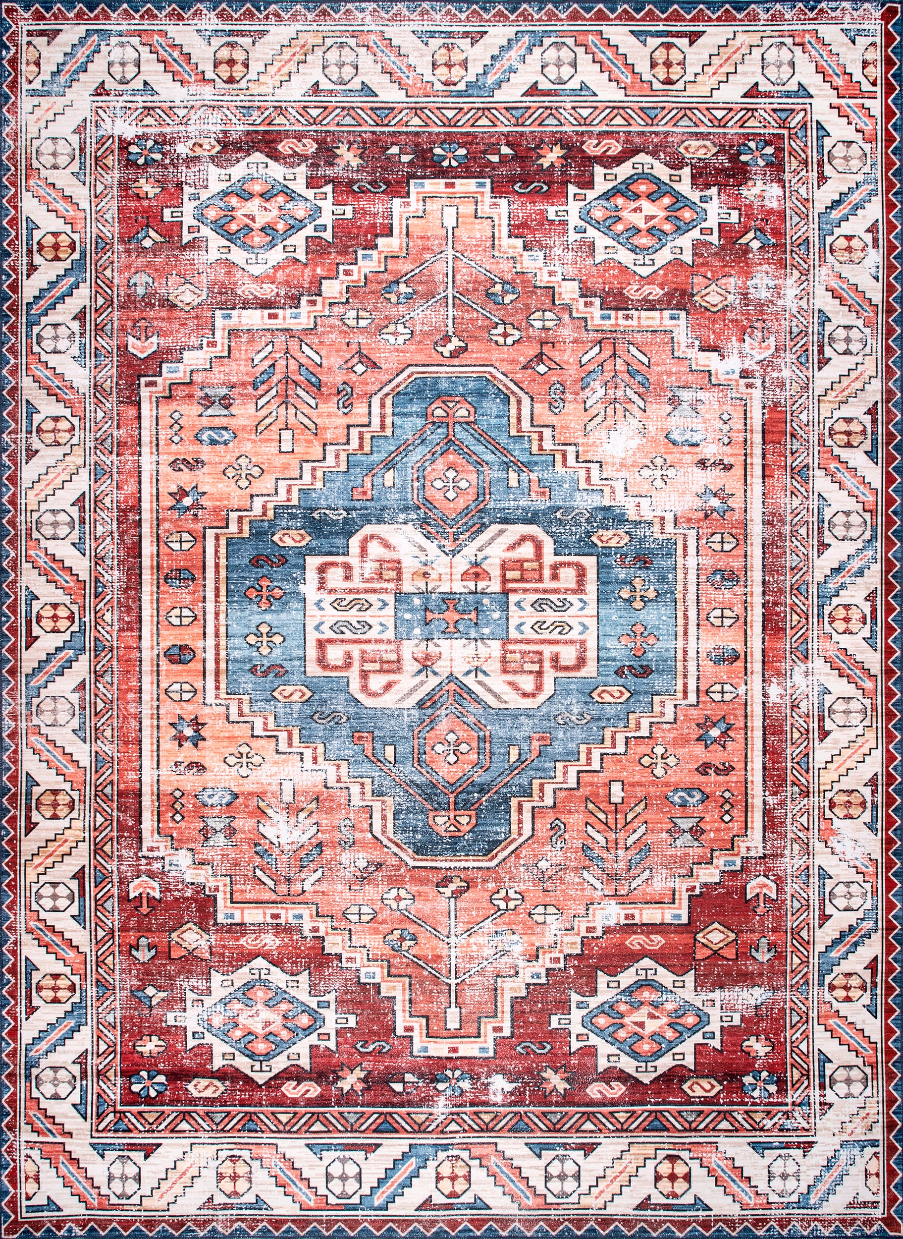 Oriental Medallion Washable Rug | Rust