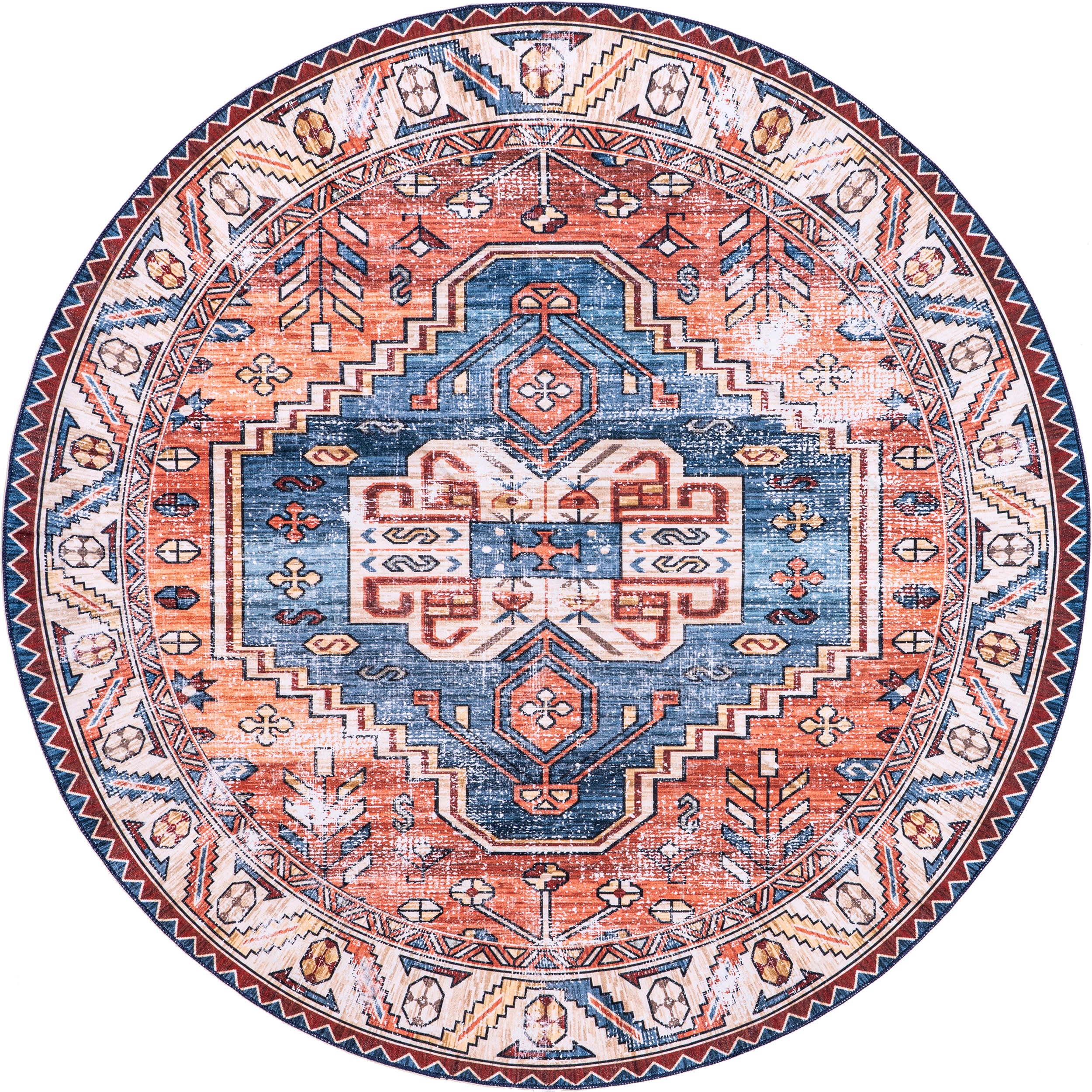 Oriental Medallion Washable Rug | Rust