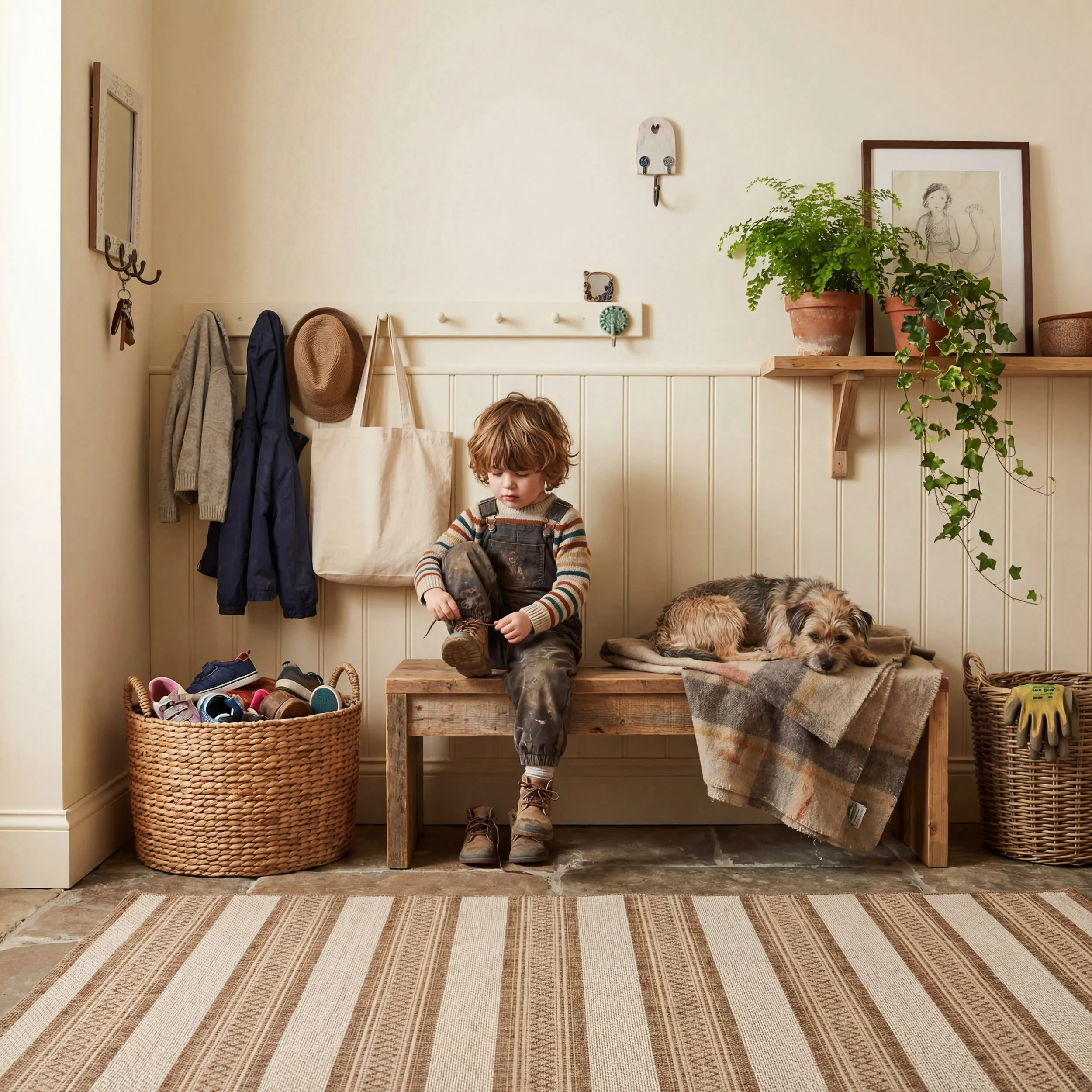 Oristela Modern Abstract Indoor/Outdoor Rug | Brown - Image 9