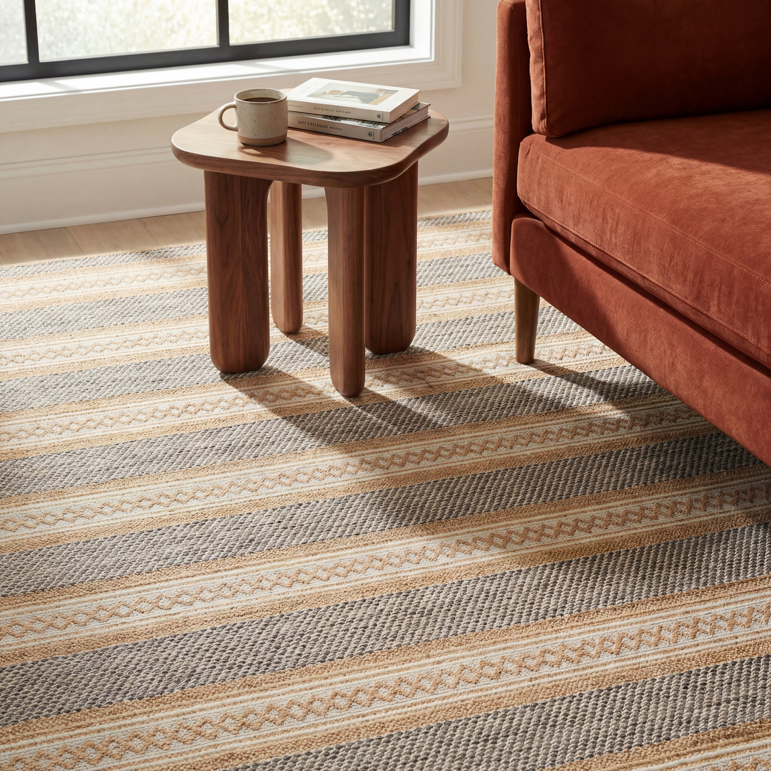Oristela Modern Abstract Indoor/Outdoor Rug | Grey - Image 5