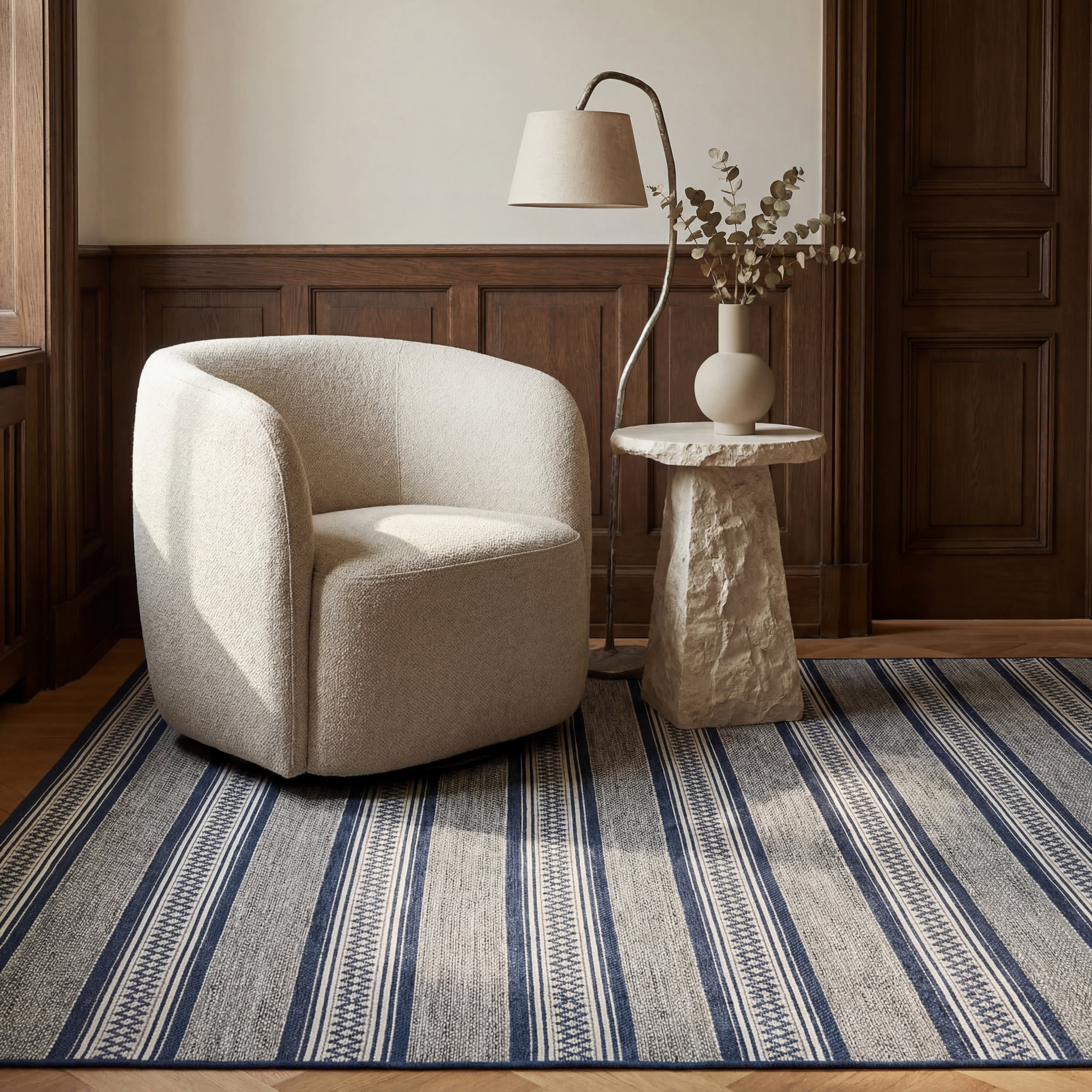 Oristela Modern Abstract Indoor/Outdoor Rug | Navy - Image 5