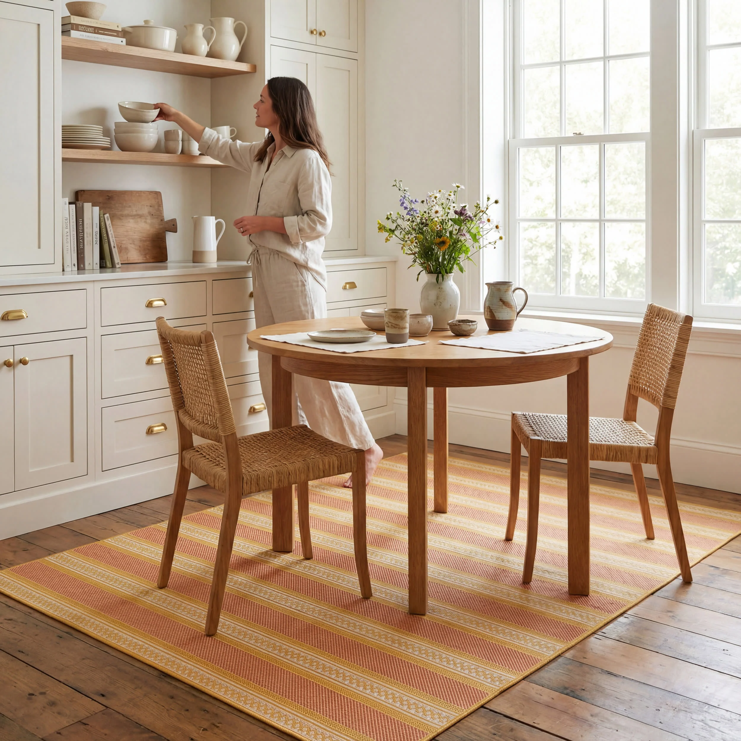Oristela Modern Abstract Indoor/Outdoor Rug | Yellow - Image 7