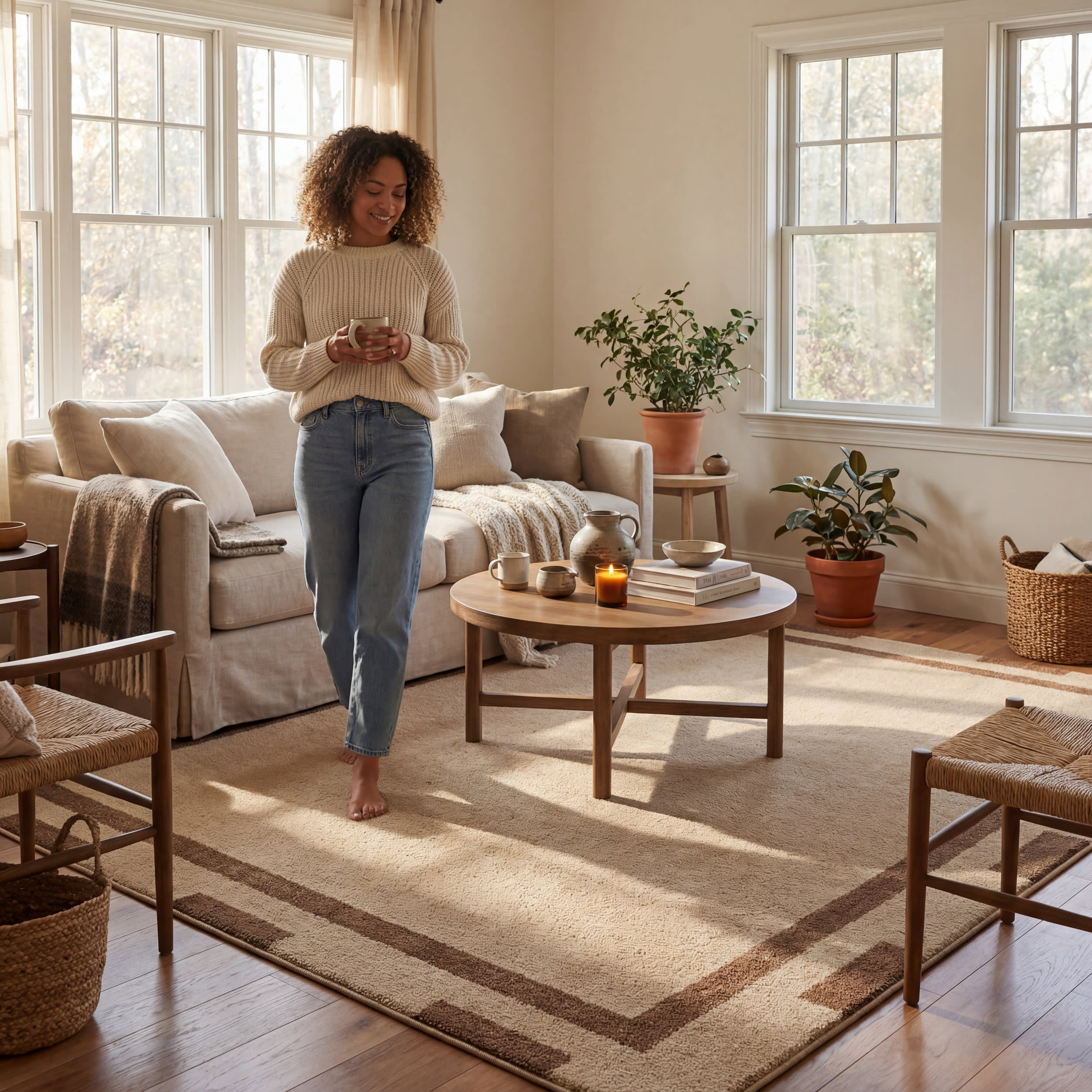 Orlina Bordered Rug | Brown - Image 5