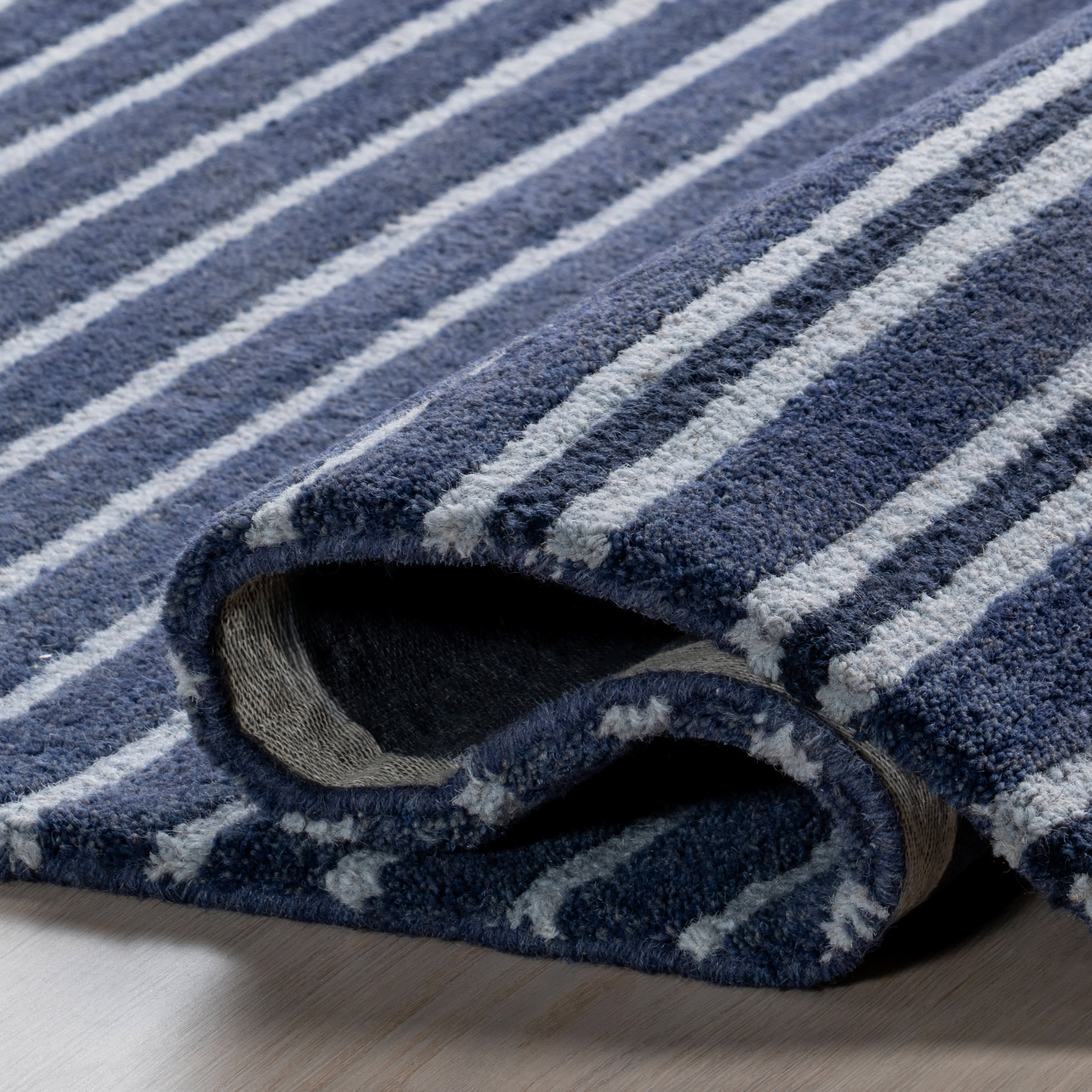 Pacific Striped Wool Rug | Blue - Image 6