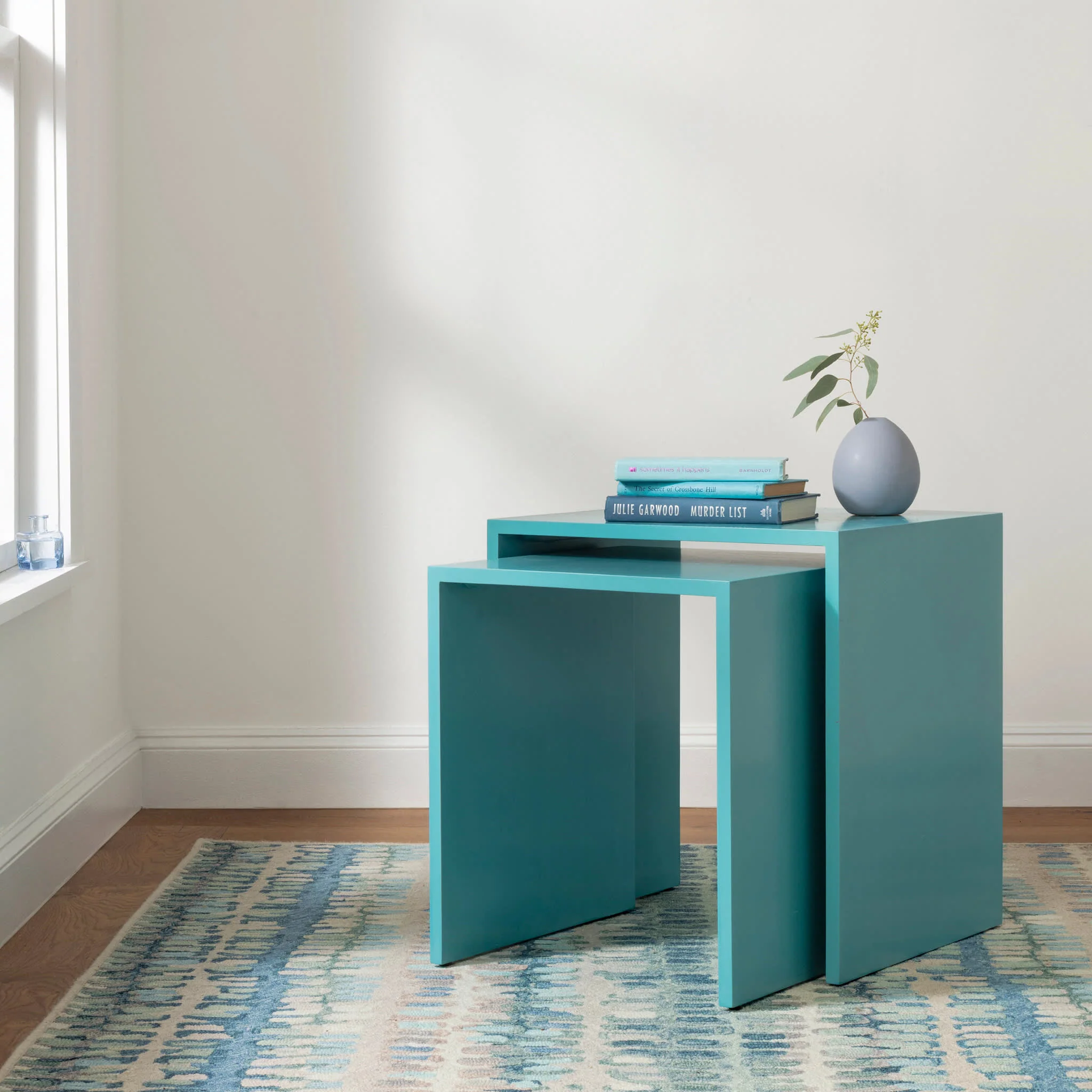 Paint Chip Hand Micro Hooked Wool Custom Rug | Blue - Image 3
