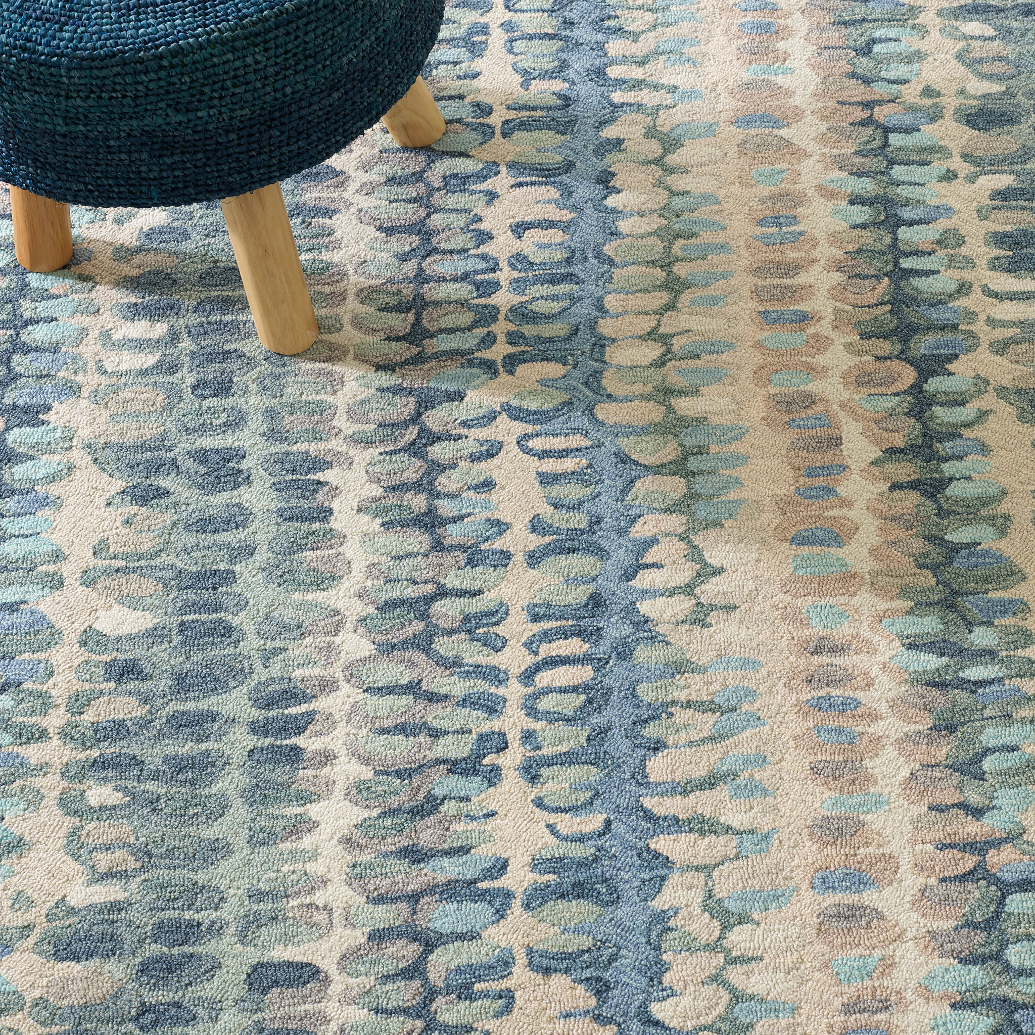 Paint Chip Hand Micro Hooked Wool Rug | Blue - Image 6