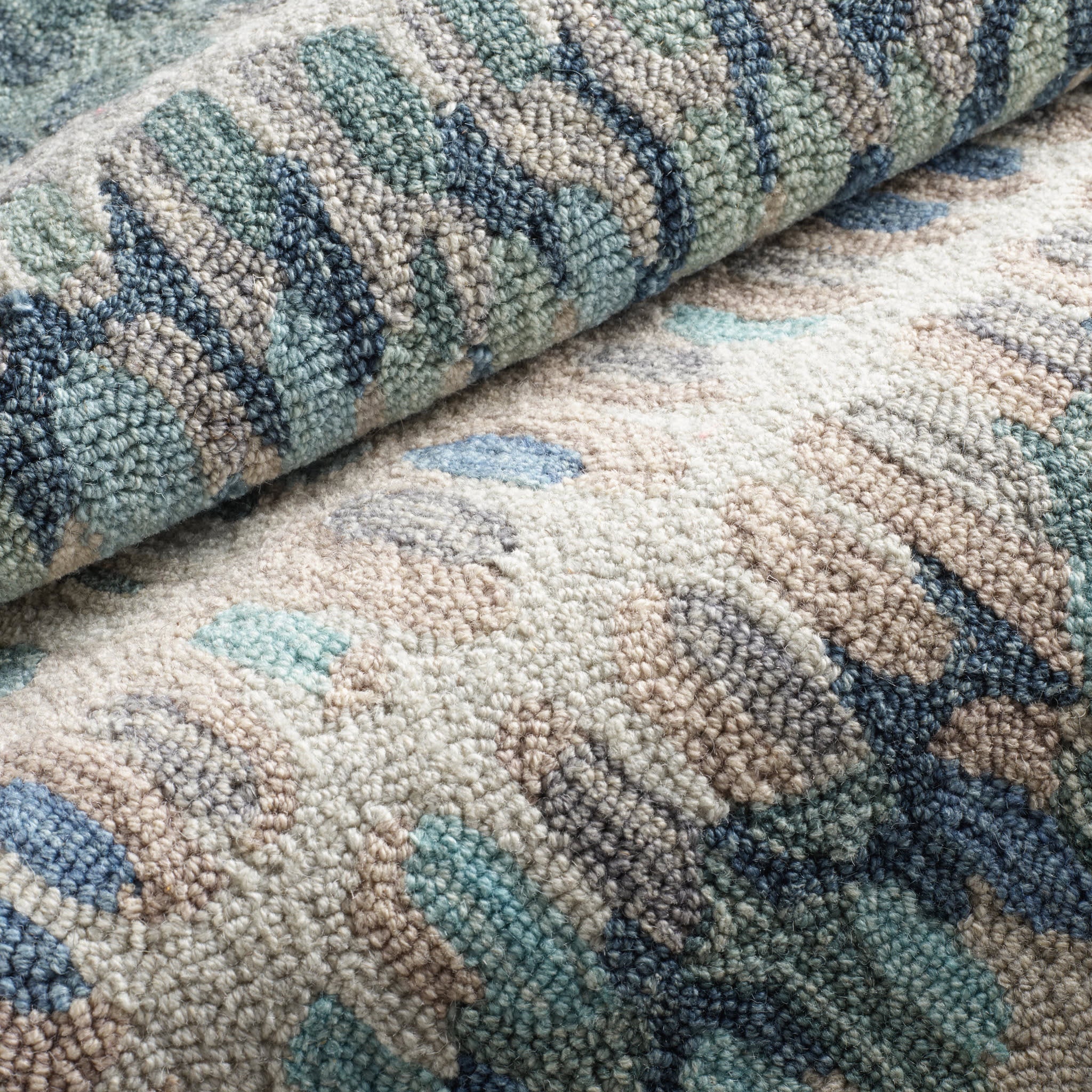 Paint Chip Hand Micro Hooked Wool Rug | Blue - Image 7