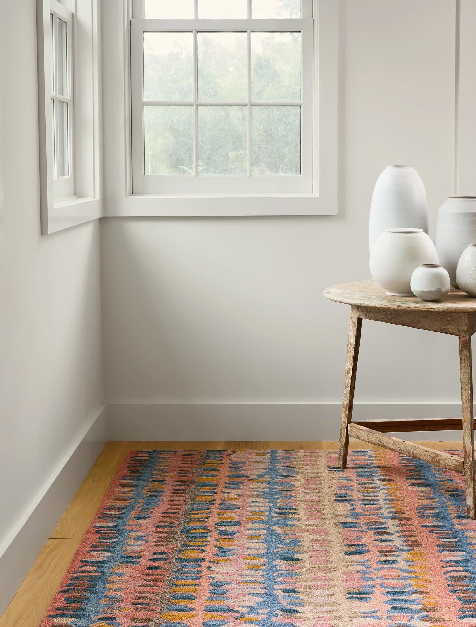 Paint Chip Hand Micro Hooked Wool Rug | Coral - Image 3