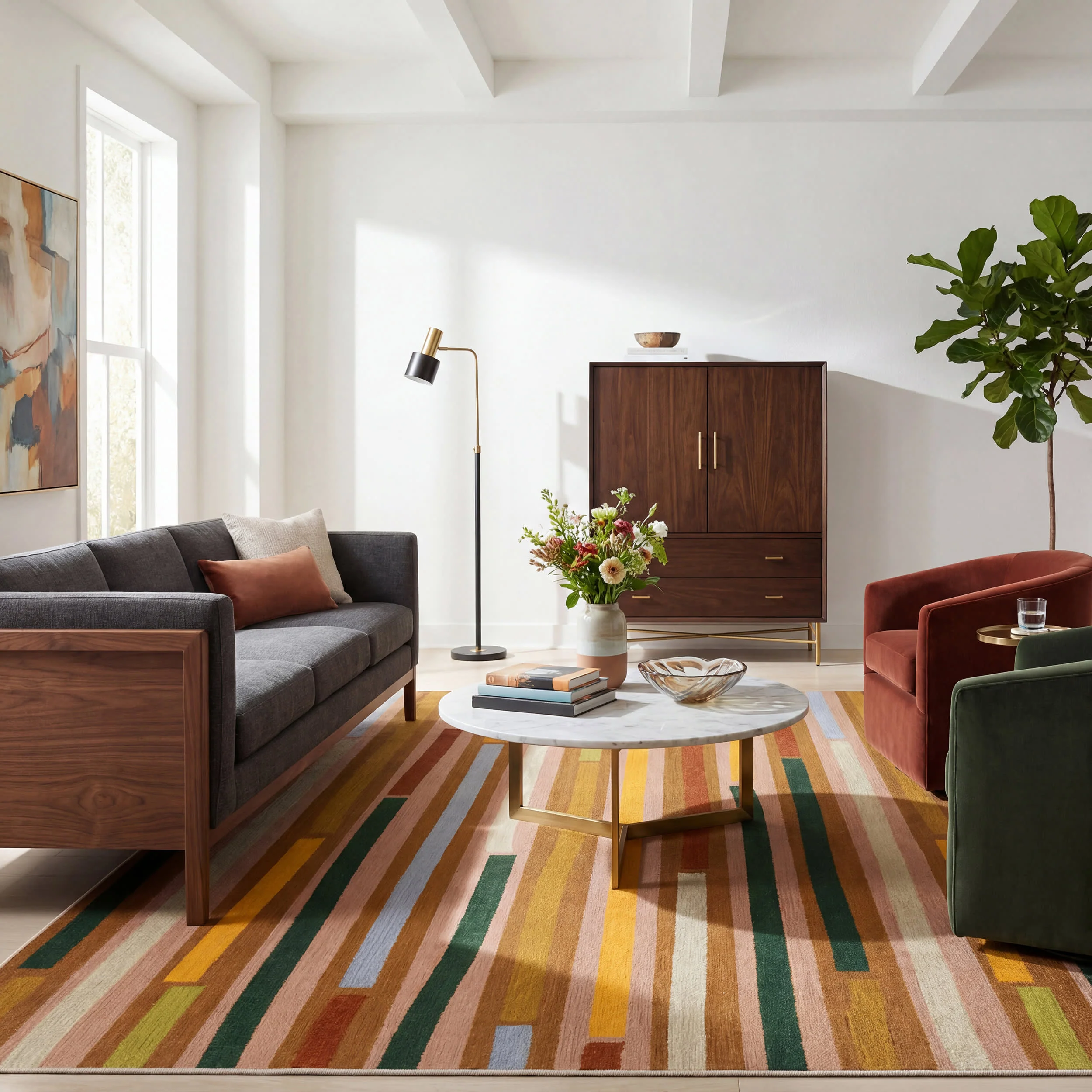 Painted Path Striped Washable Rug by Society6 | Multicolor - Image 2