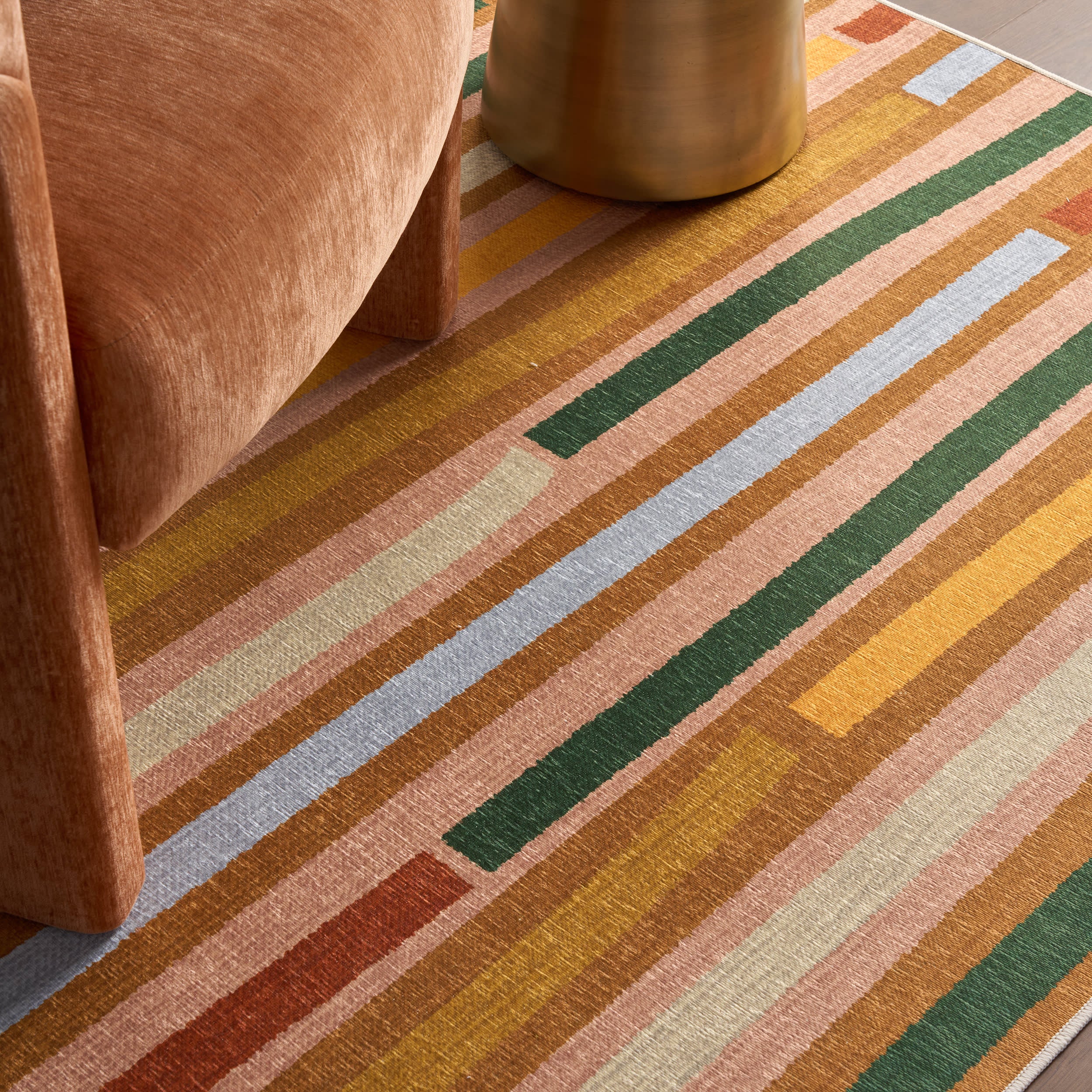 Painted Path Striped Washable Rug by Society6 | Multicolor - Image 5
