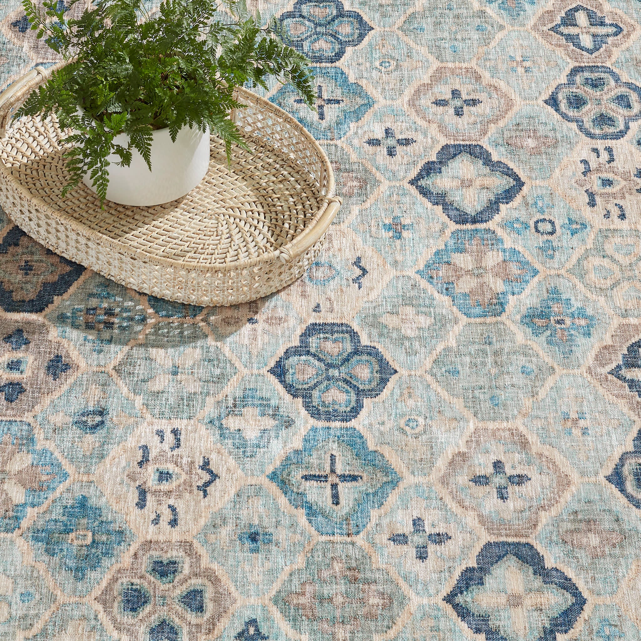 Pali Machine Washable Rug | Blue - Image 5