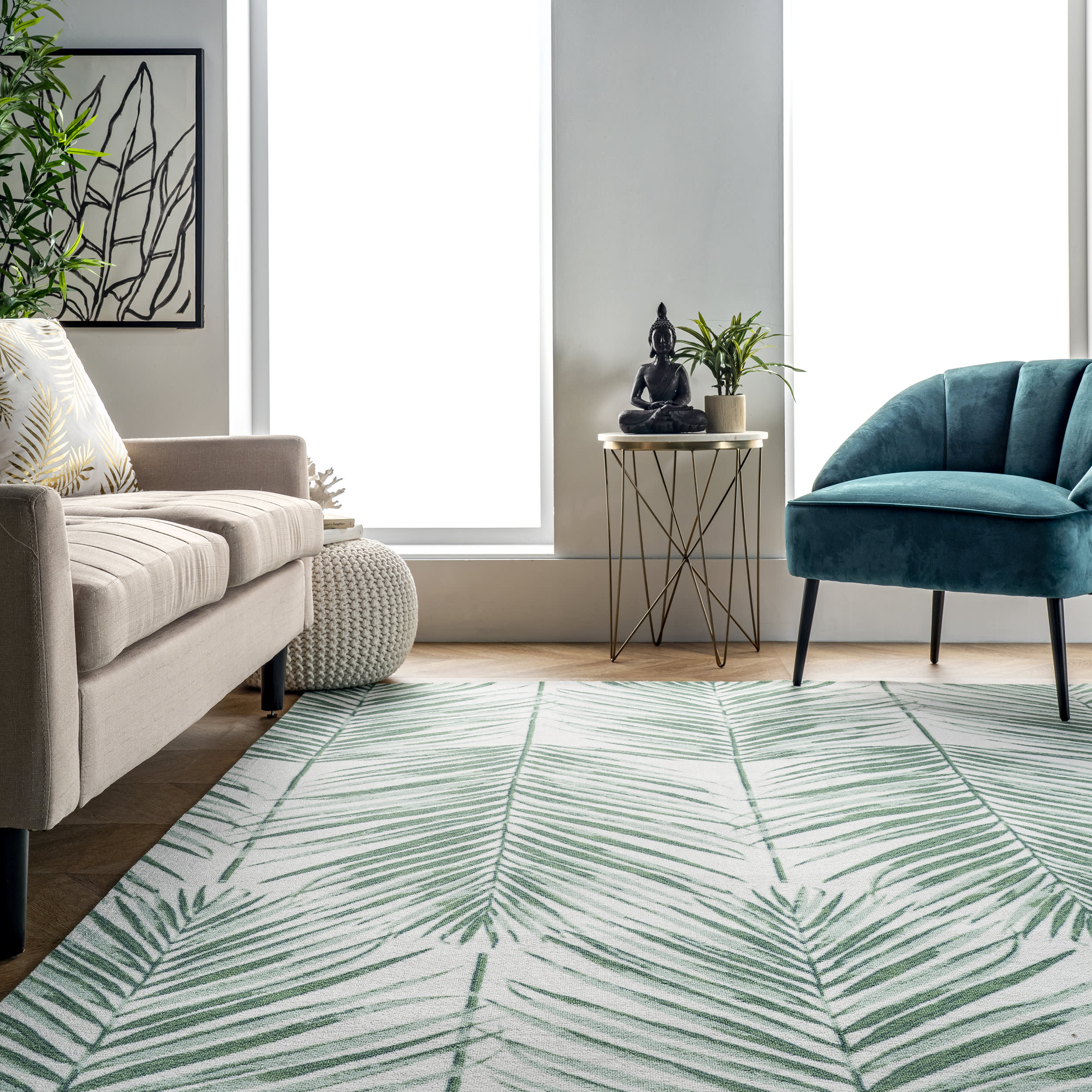 Palm Leaves Indoor/Outdoor Rug | Green - Image 4
