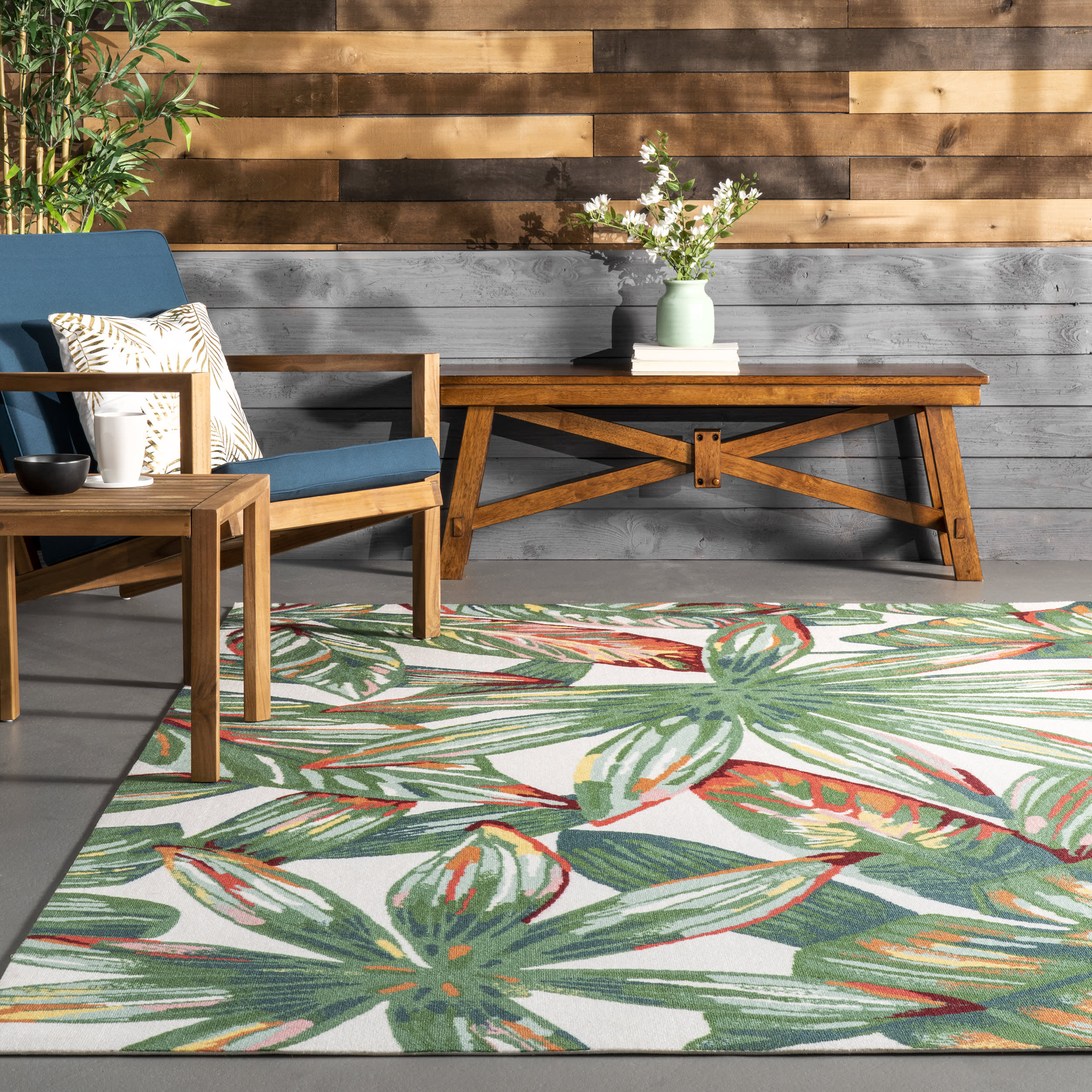 Palmetto Paradise Indoor/Outdoor Rug | Green Multicolor - Image 4