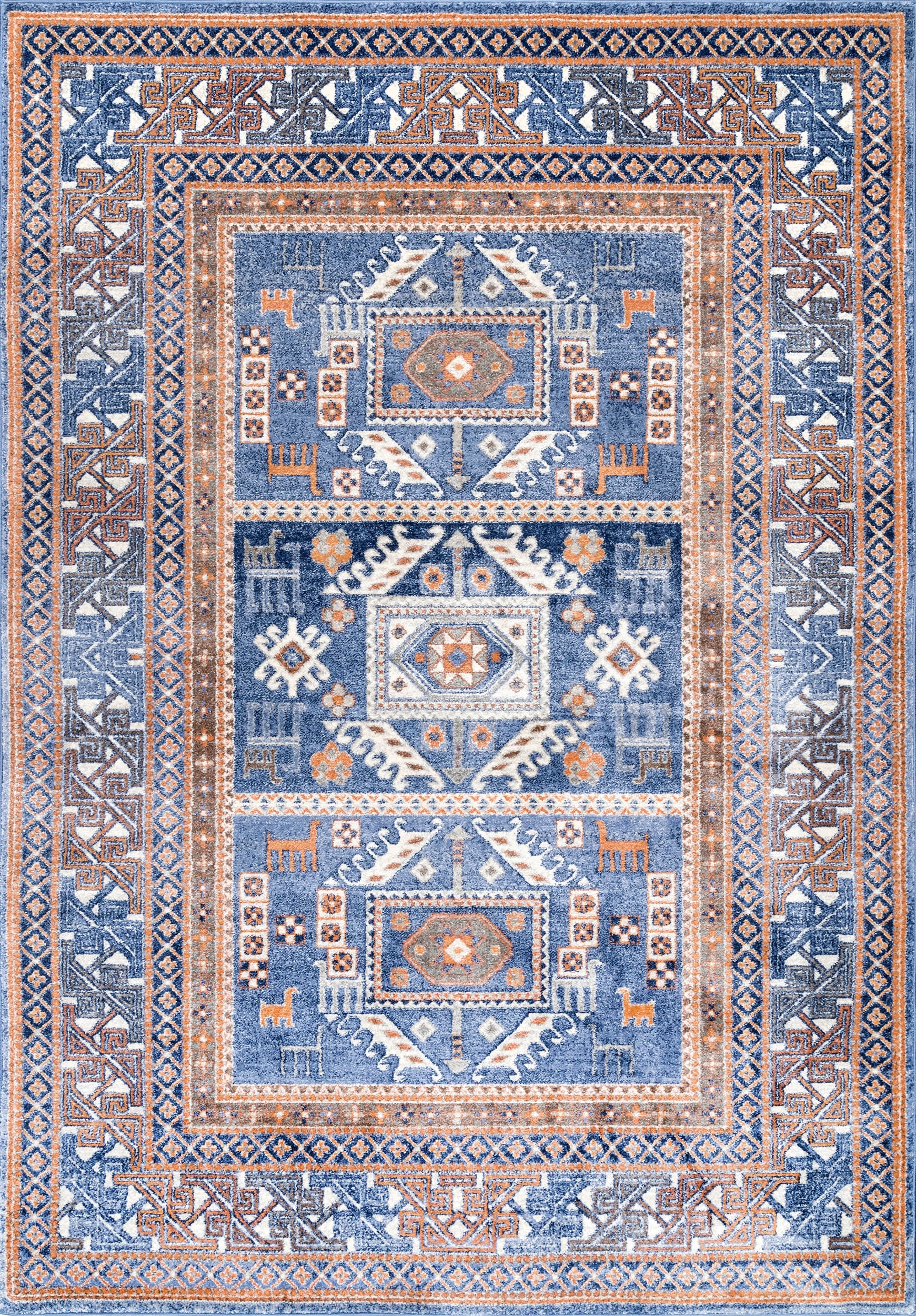 Paneled Geometric Rug | Blue