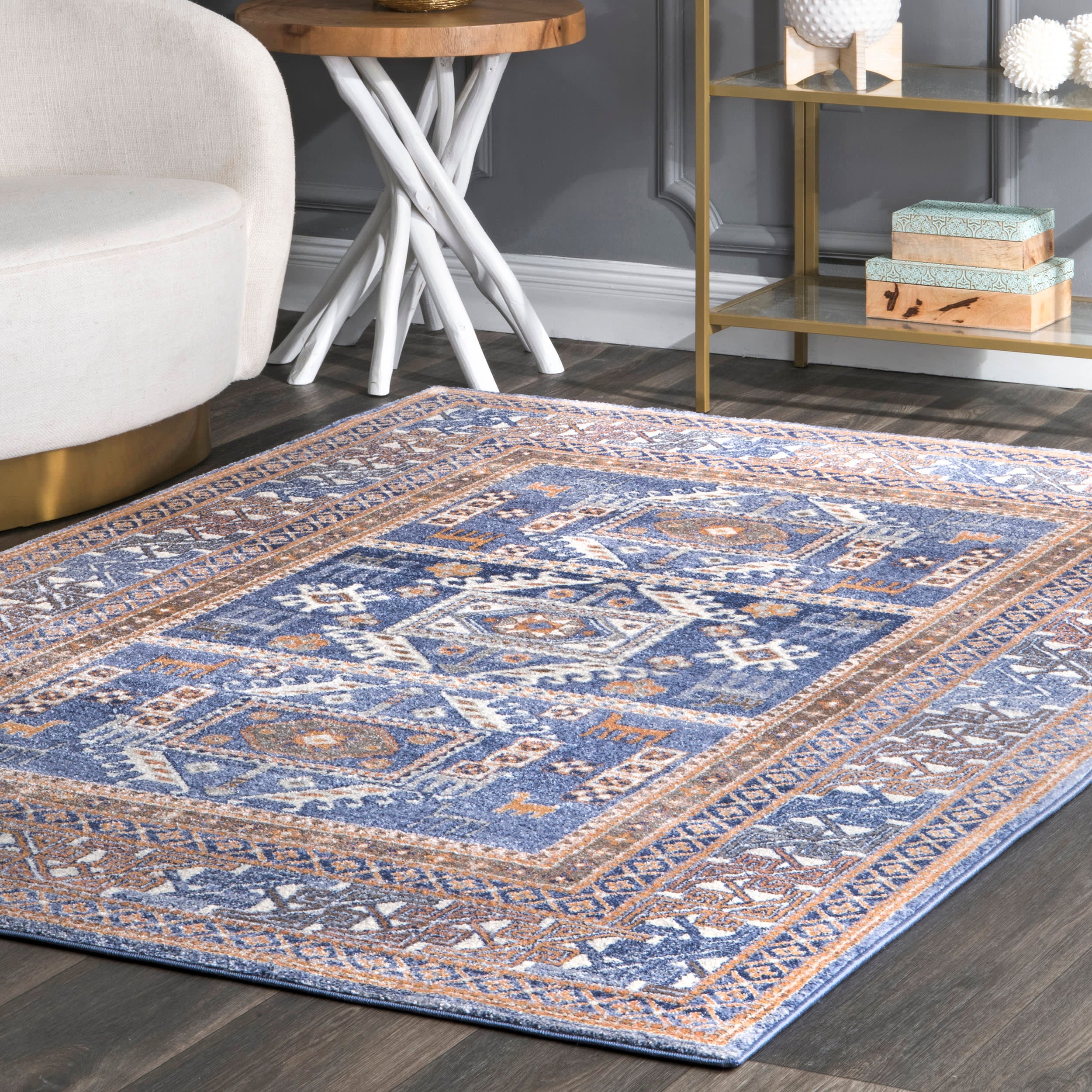Paneled Geometric Rug | Blue - Image 2
