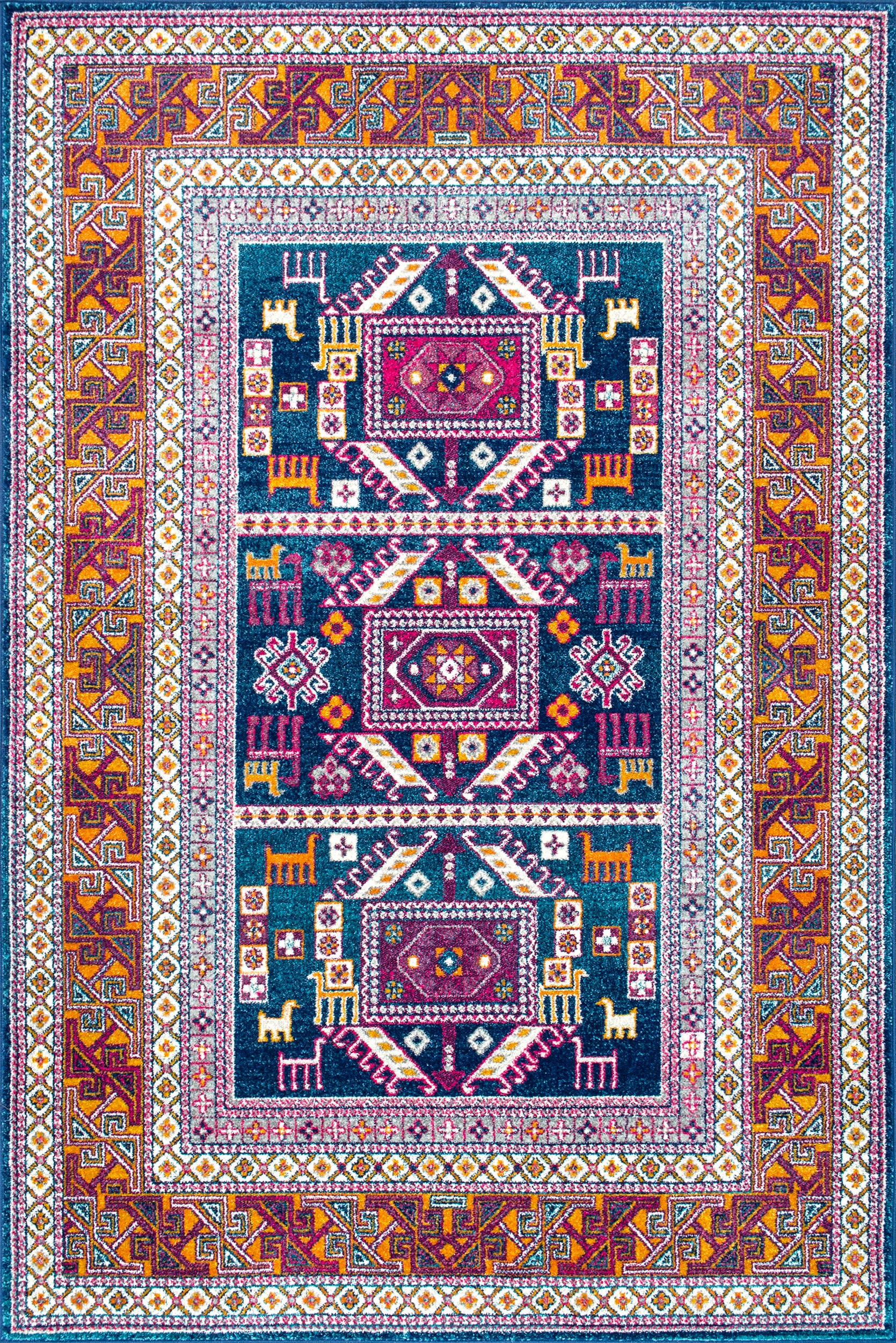 Paneled Geometric Rug | Navy
