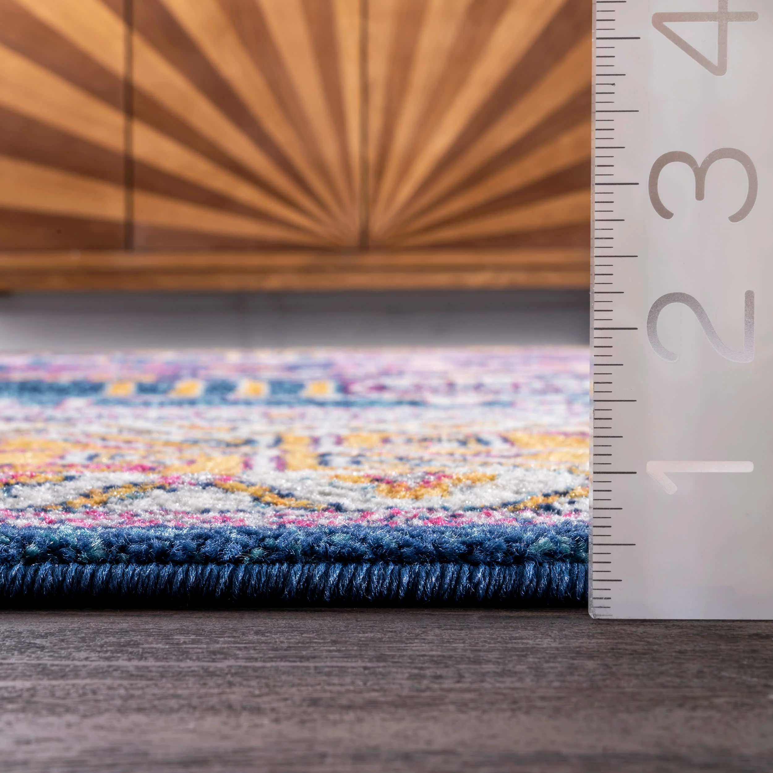 Paneled Geometric Rug | Navy - Image 4