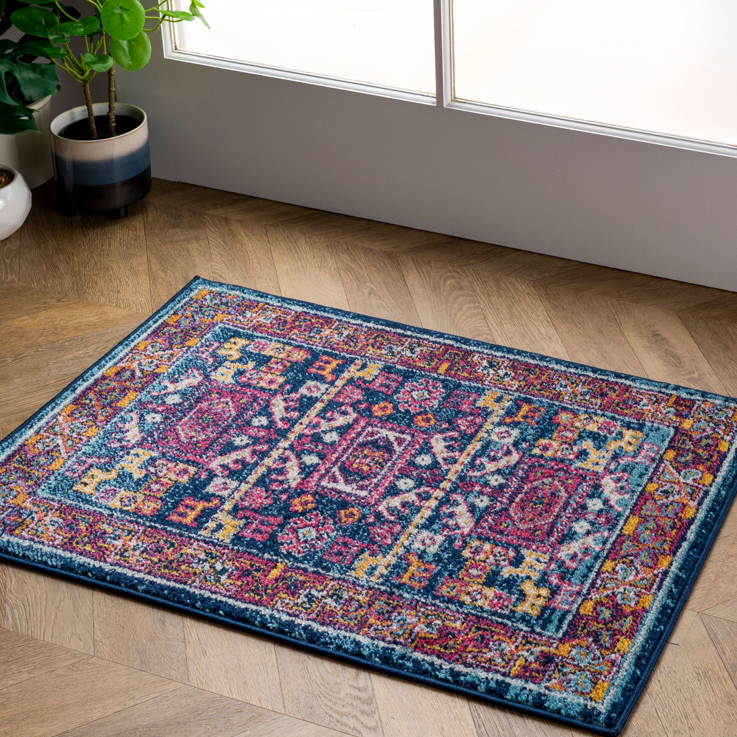 Paneled Geometric Rug | Navy - Image 5