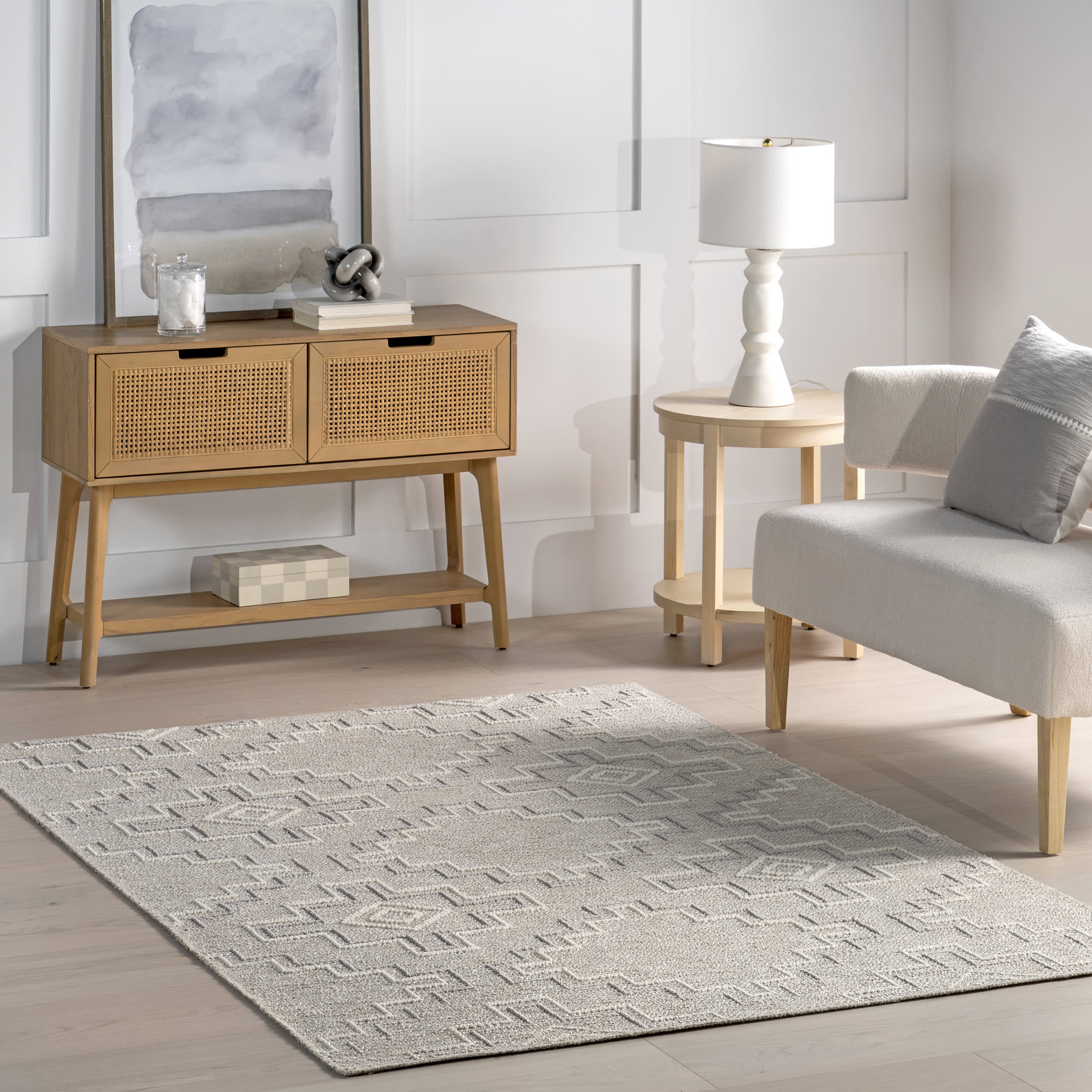 Parissa Lightweight Geometric Rug | Beige - Image 2