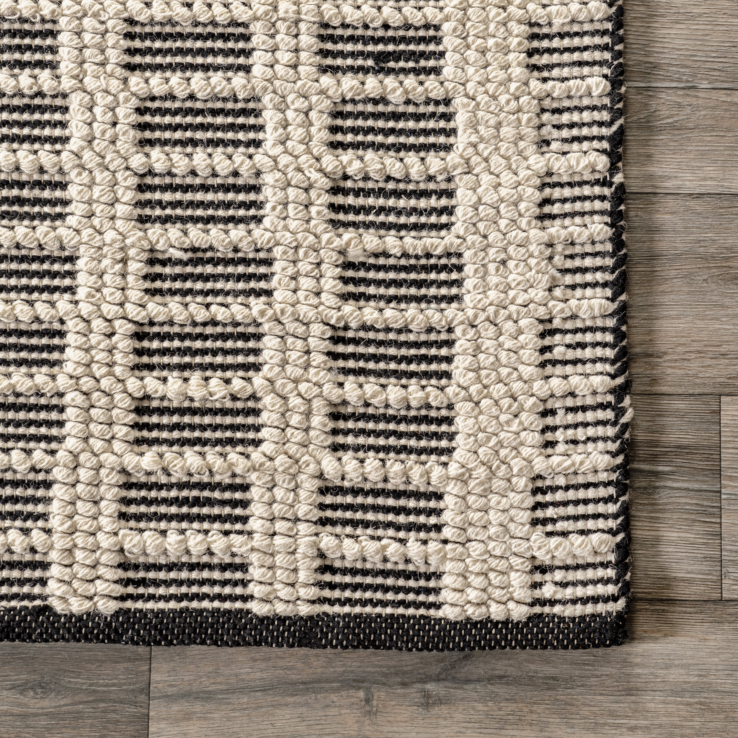 Parker Check Textured Rug | Ivory - Image 3