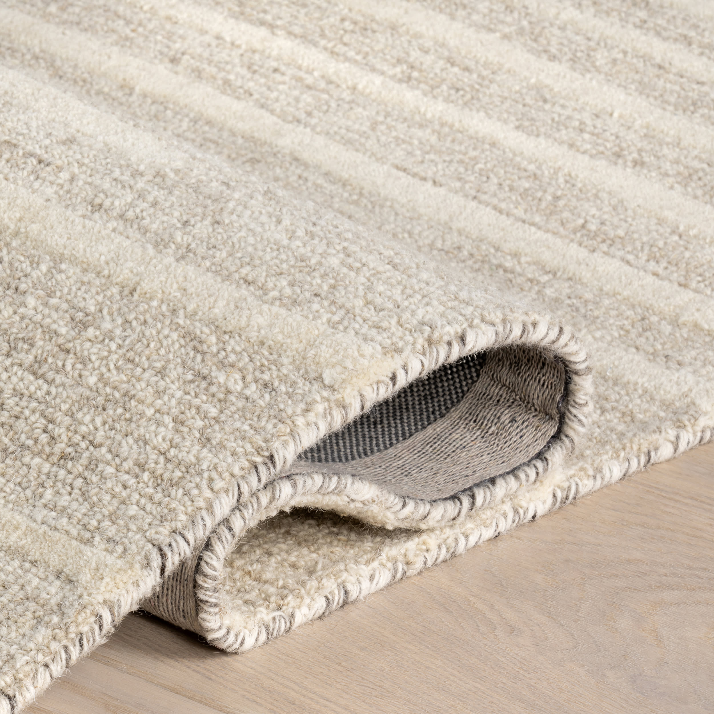 Parsa Striped Wool Rug | Beige - Image 8