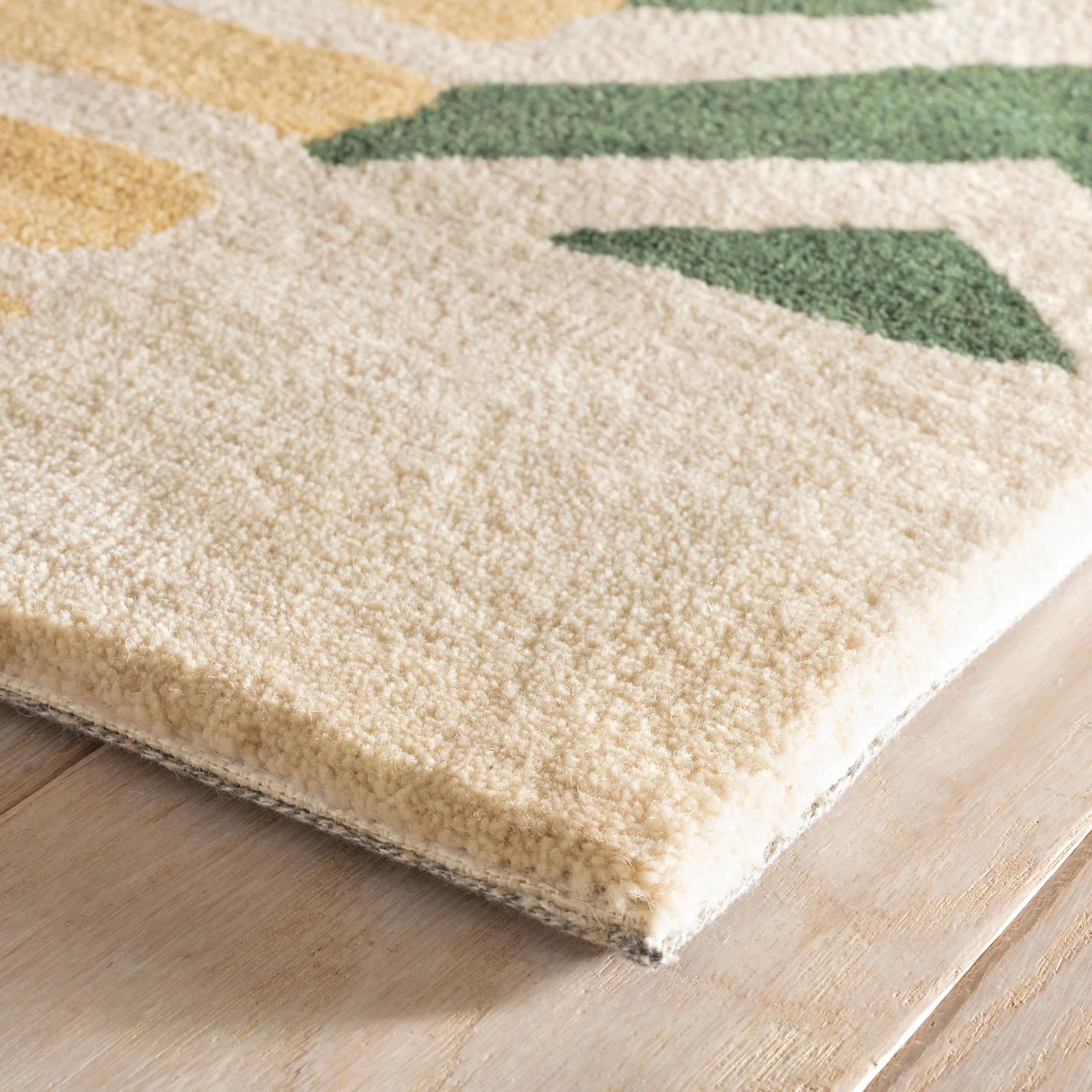 Patchwork Hand Tufted Wool Rug | Green - Image 5